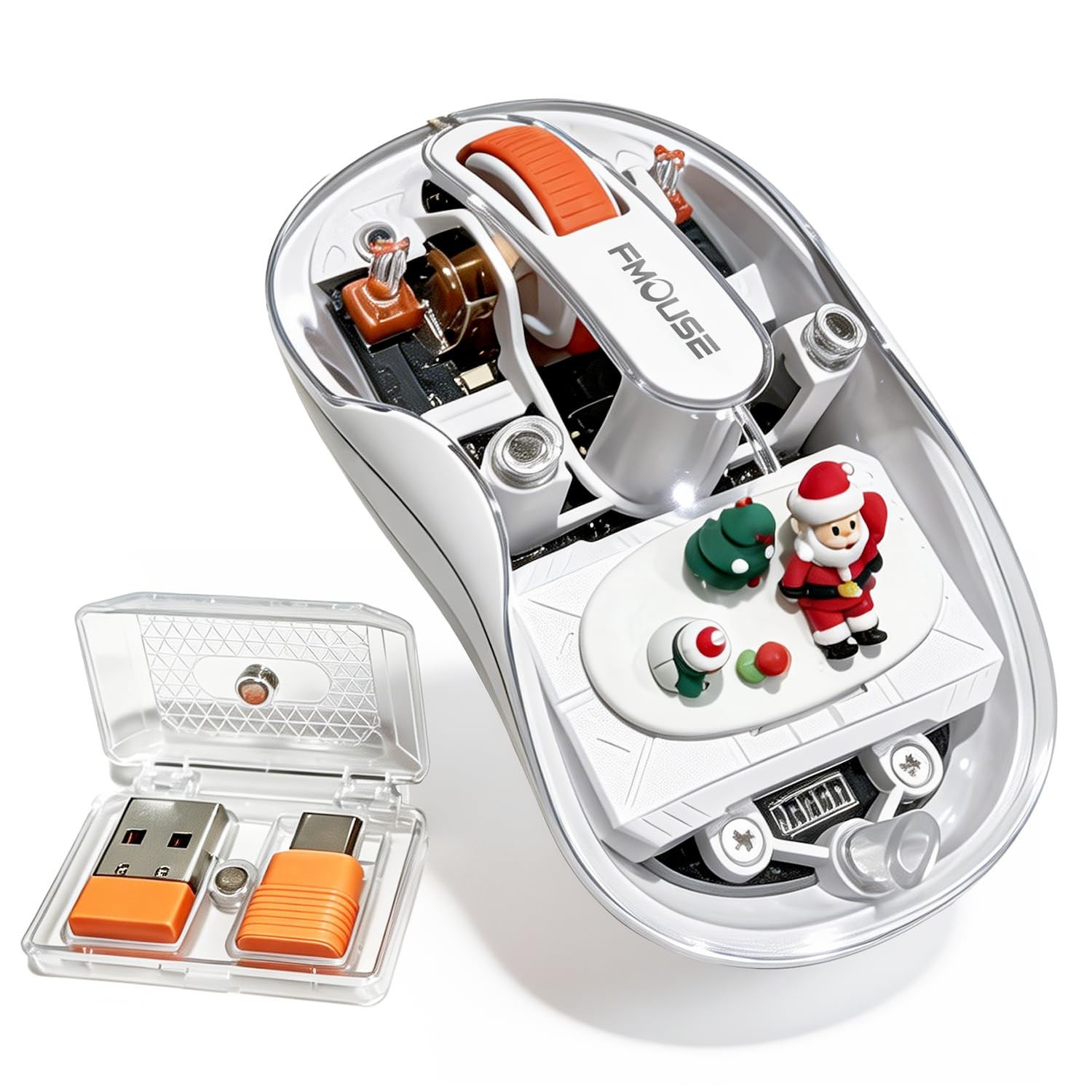 White Transparent Wireless Mouse Santa Doll USB TypeC Bluetooth 2.4GHz Mac