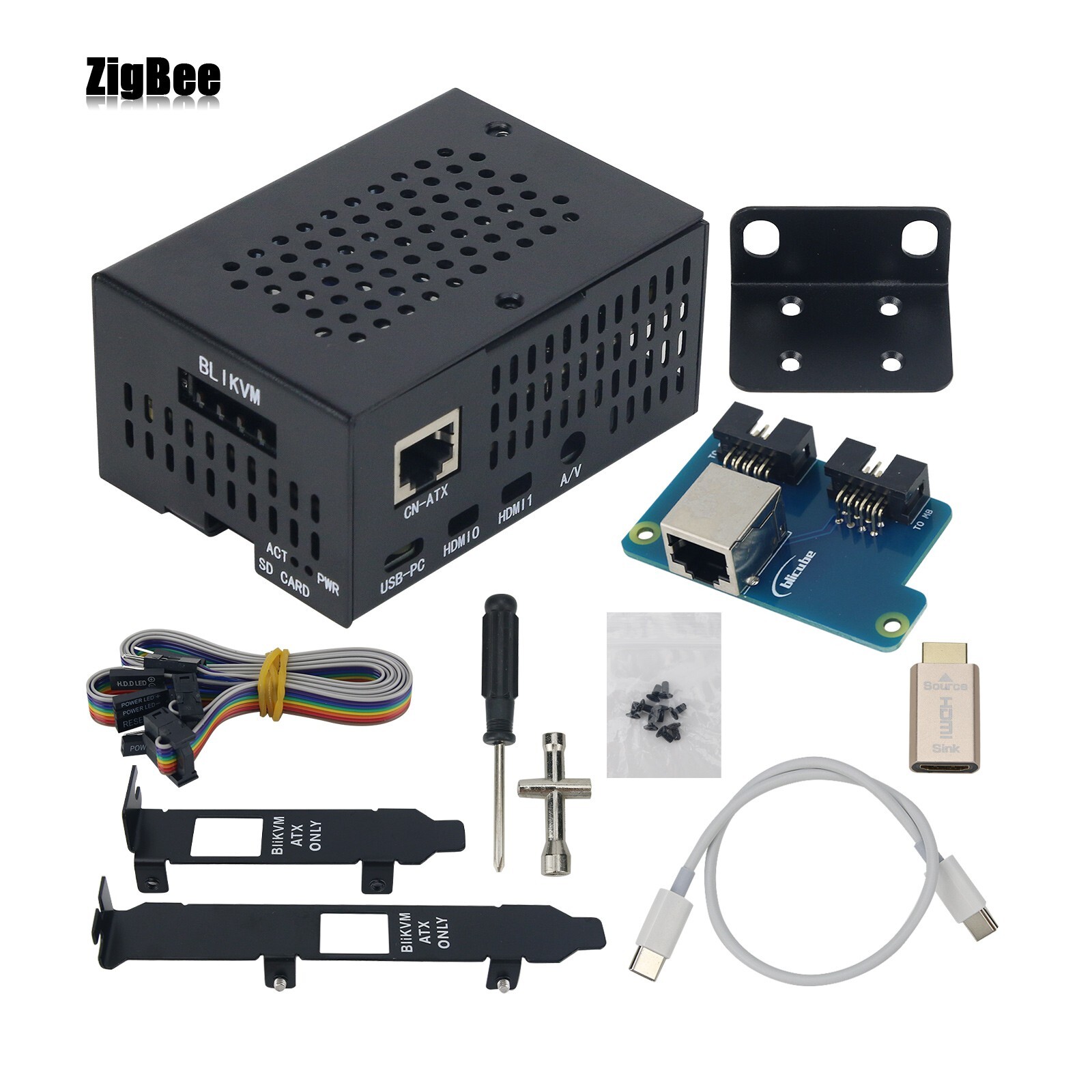 BLIKVM V3 HAT Black PiKVM KVM over IP Raspberry Pi 4B PoE HDMI CSI