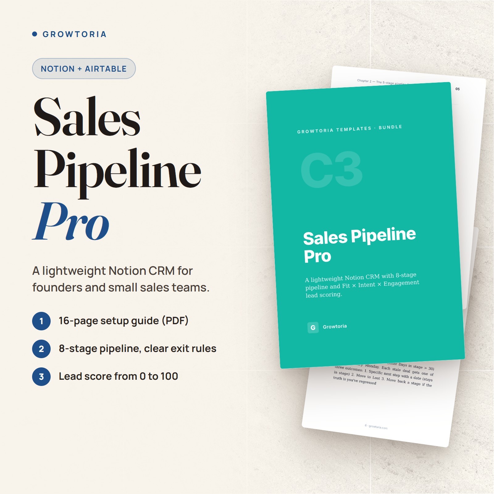 Notion Sales Pipeline Template CRM Tracker Airtable Google Sheets Lead Scoring