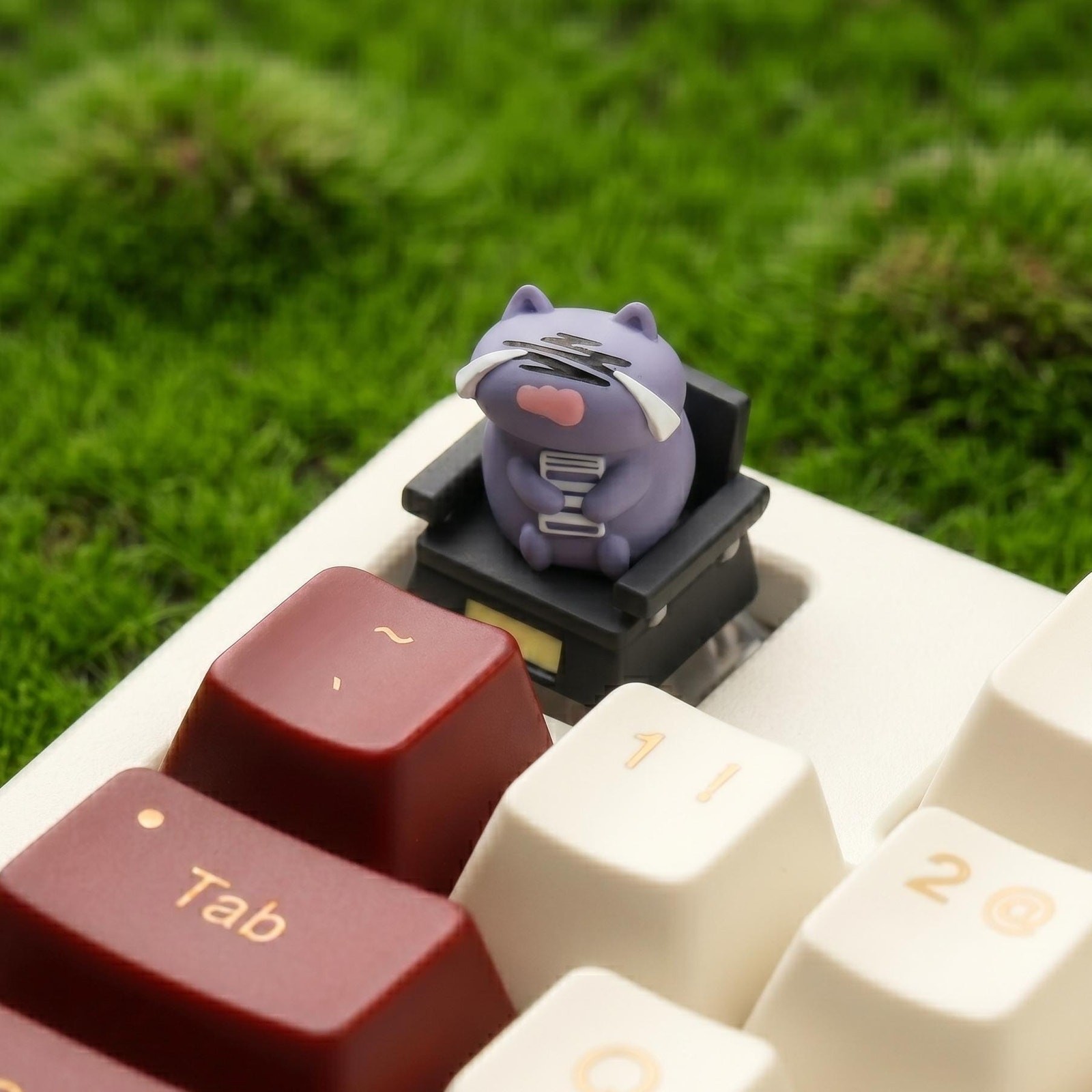 Crying Office Cat Artisan Keycap Overworked Desk Companion Keyboard Accessory