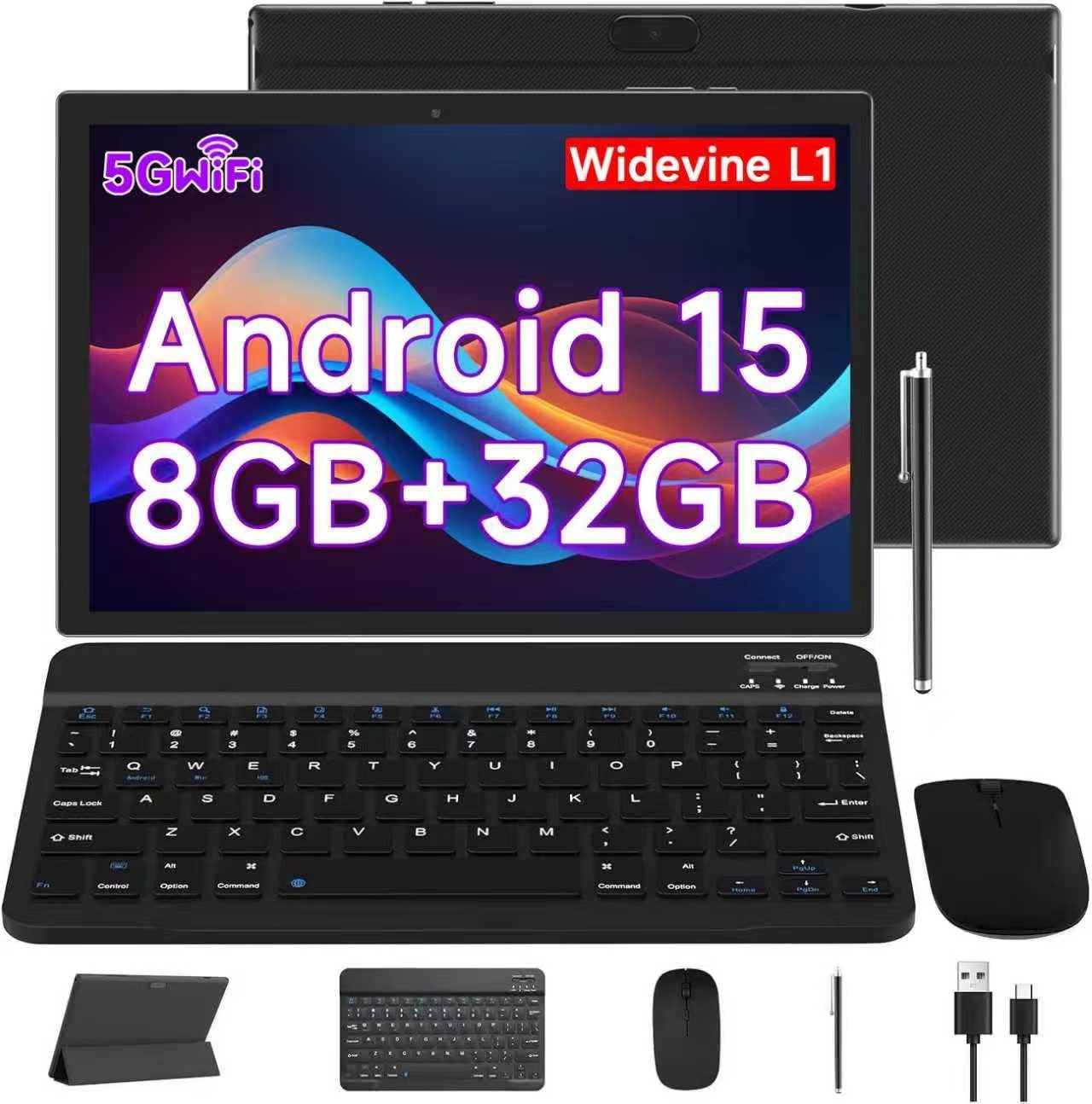 CUPEISI Android 15 Tablet Black 8GB+32GB