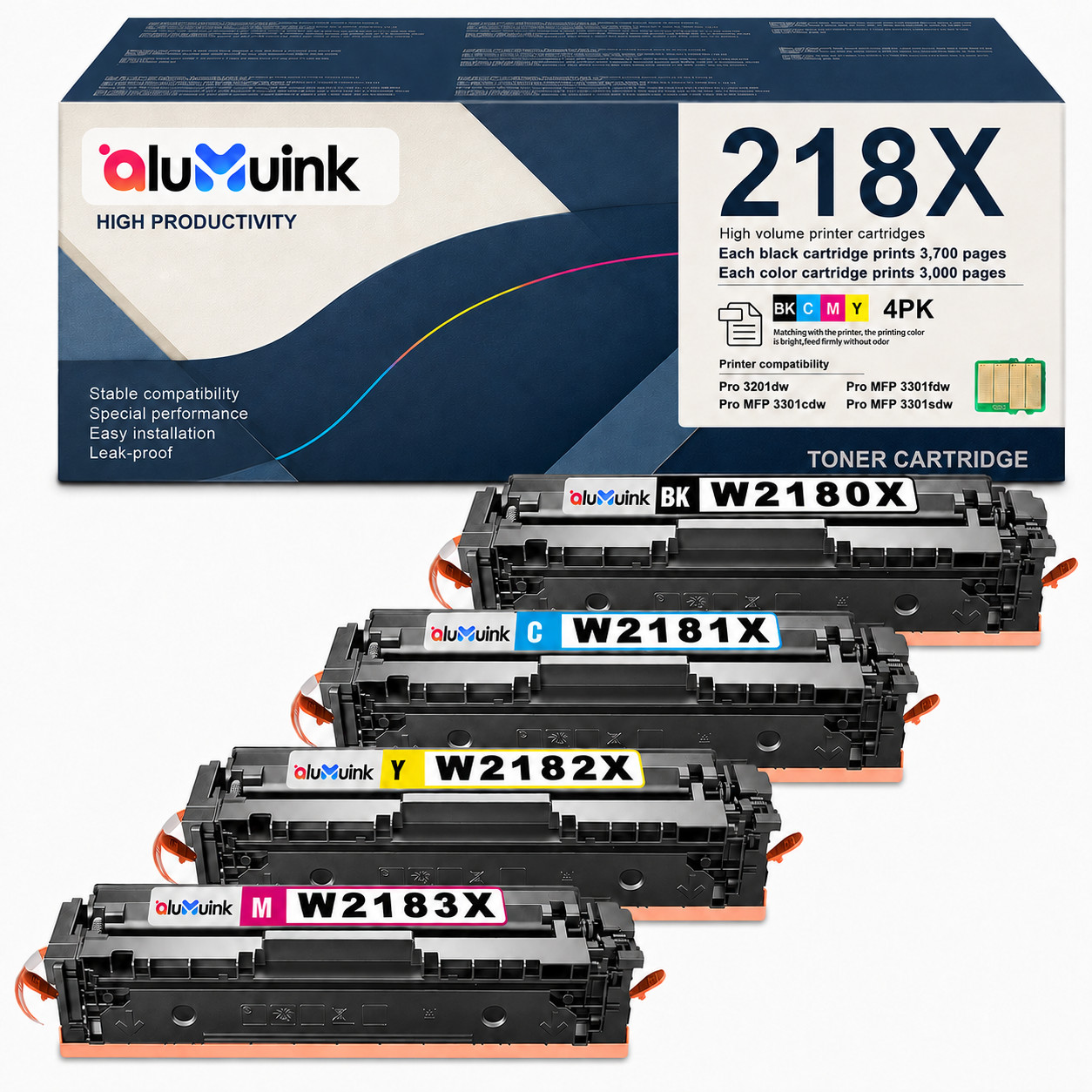 218X Toner Cartridge Compatible for218A W2180A W2181A W2182A W2183A 218X B/Y/M/C