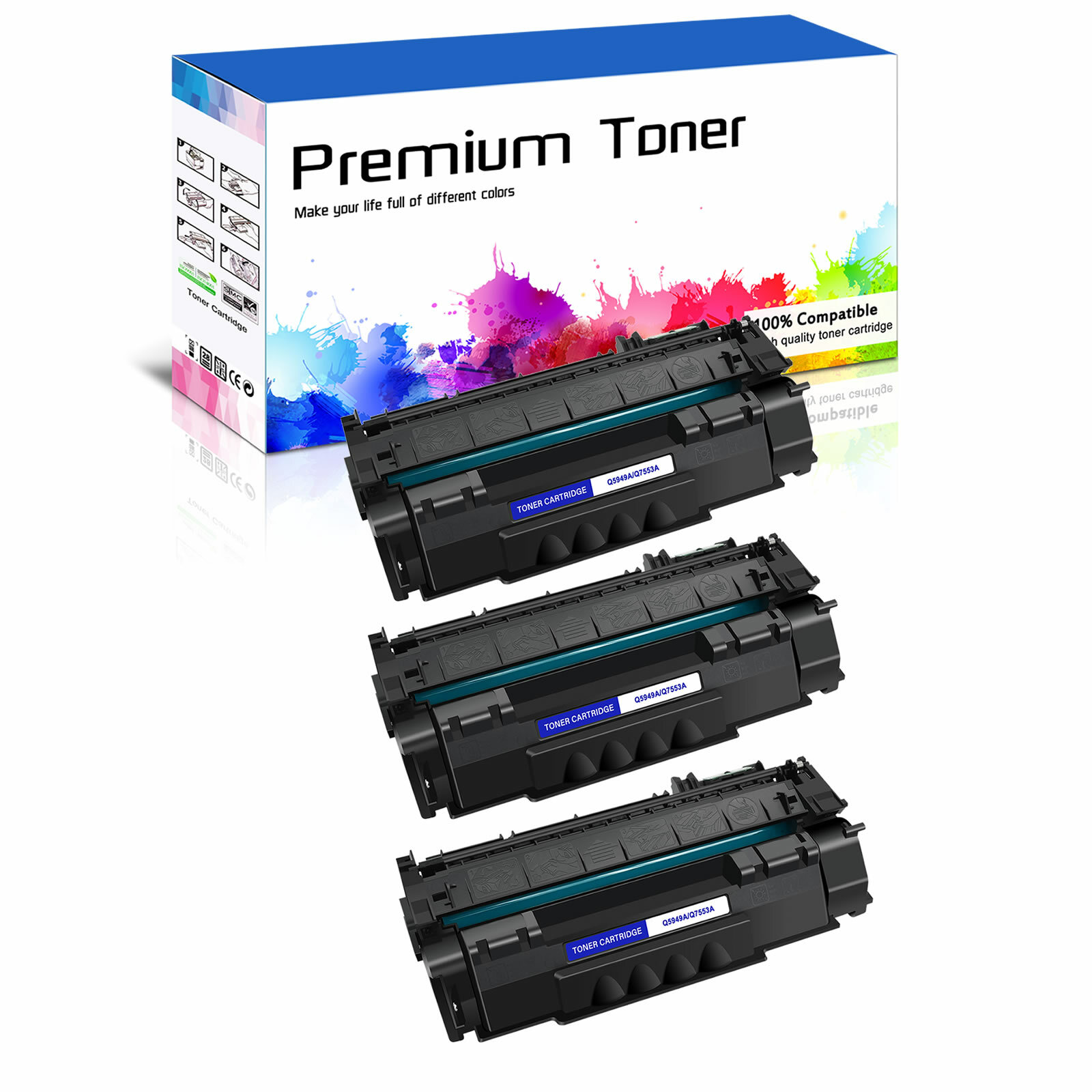 3PK Q7553A 53A Toner Cartridge For HP Laserjet P2015D P2015N P2015DN P2015 INK