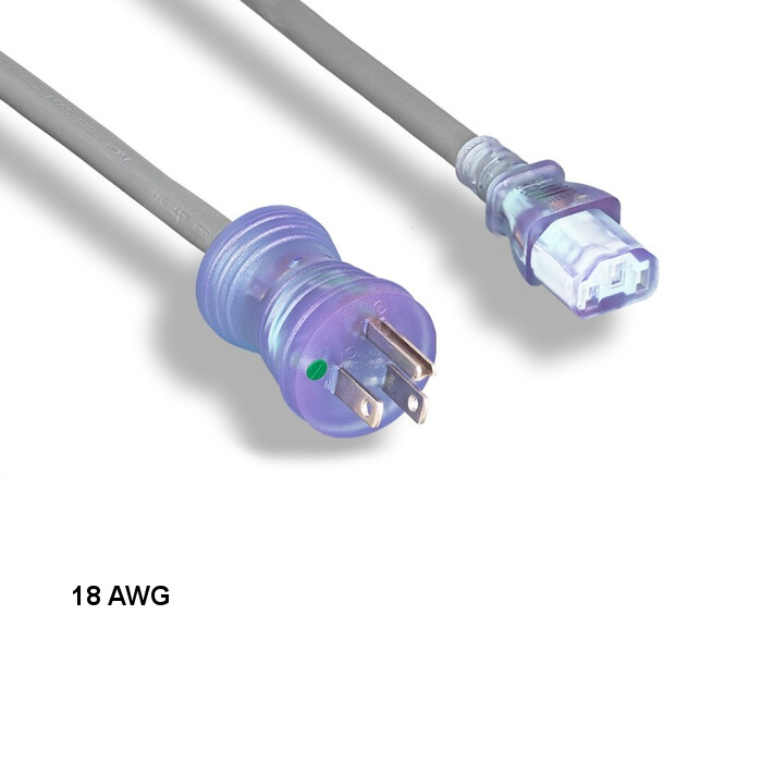 LOT 10pcs 10ft 18 AWG Hospital Grade Power Cable NEMA 5-15P to C13 10A/125V Clr
