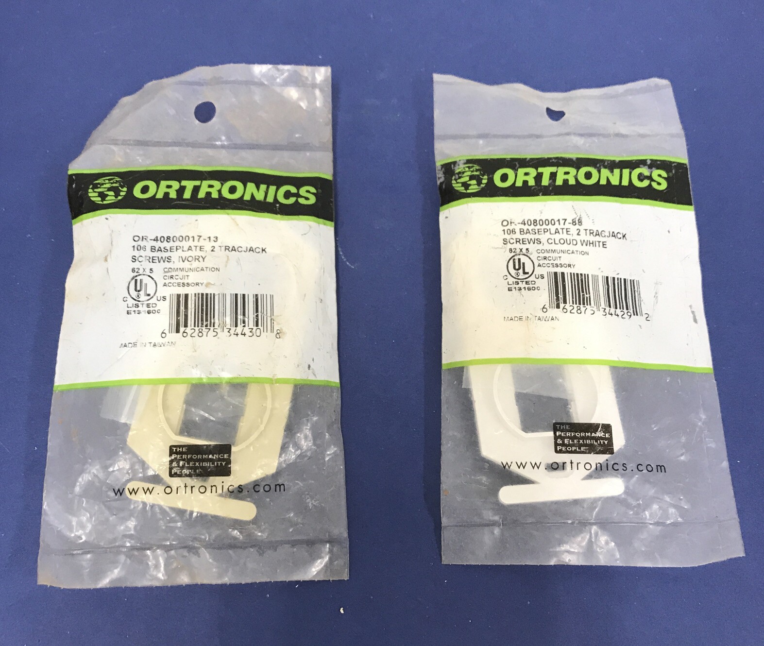 *Mixed Lot of Two* ORTRONICS OR-40800017 106 BASEPLATE 2 PORT CLOUD WHITE&IVORY