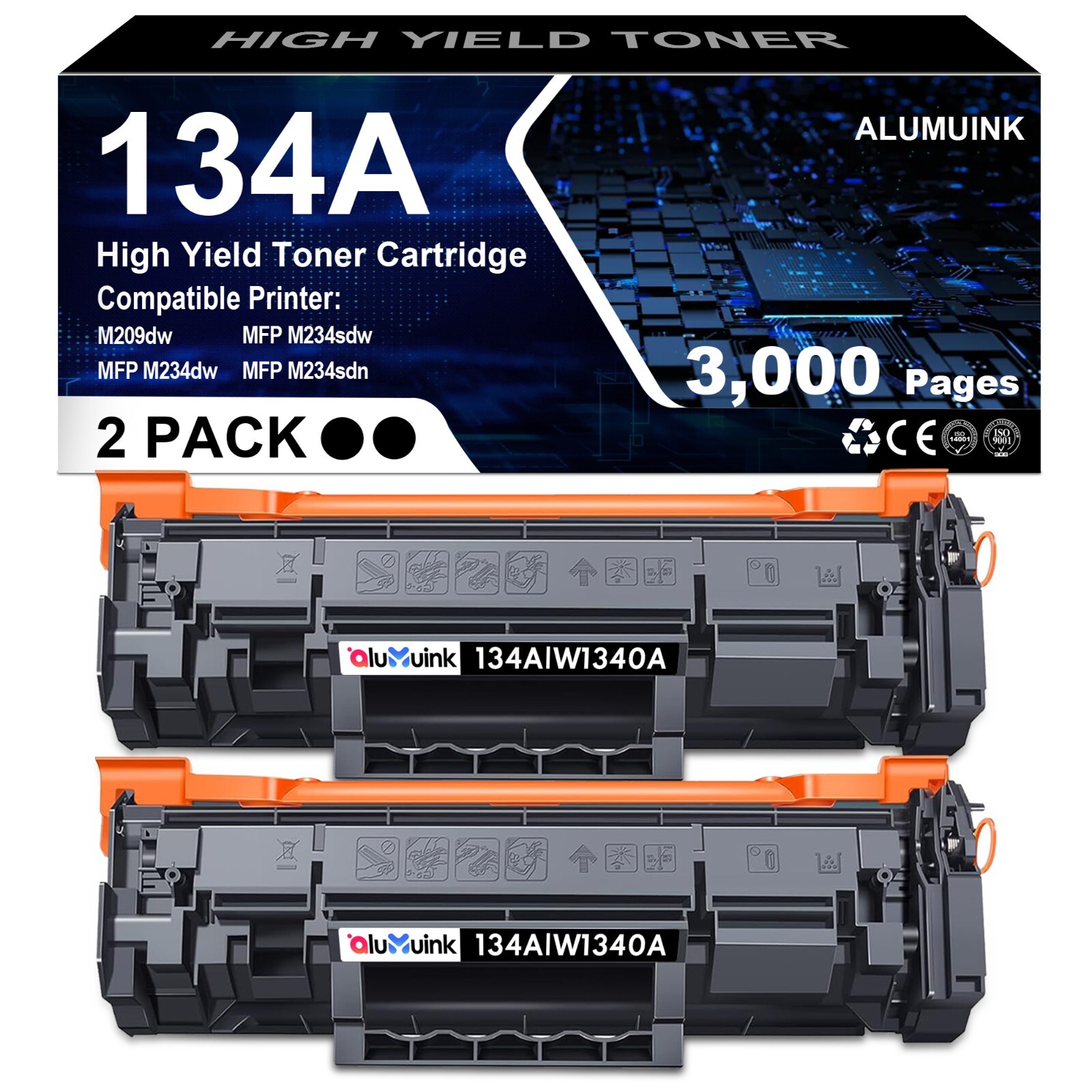 2PK Toner for HP 134A 134X with Chip - Works with M209dw M234dw M234sdn 