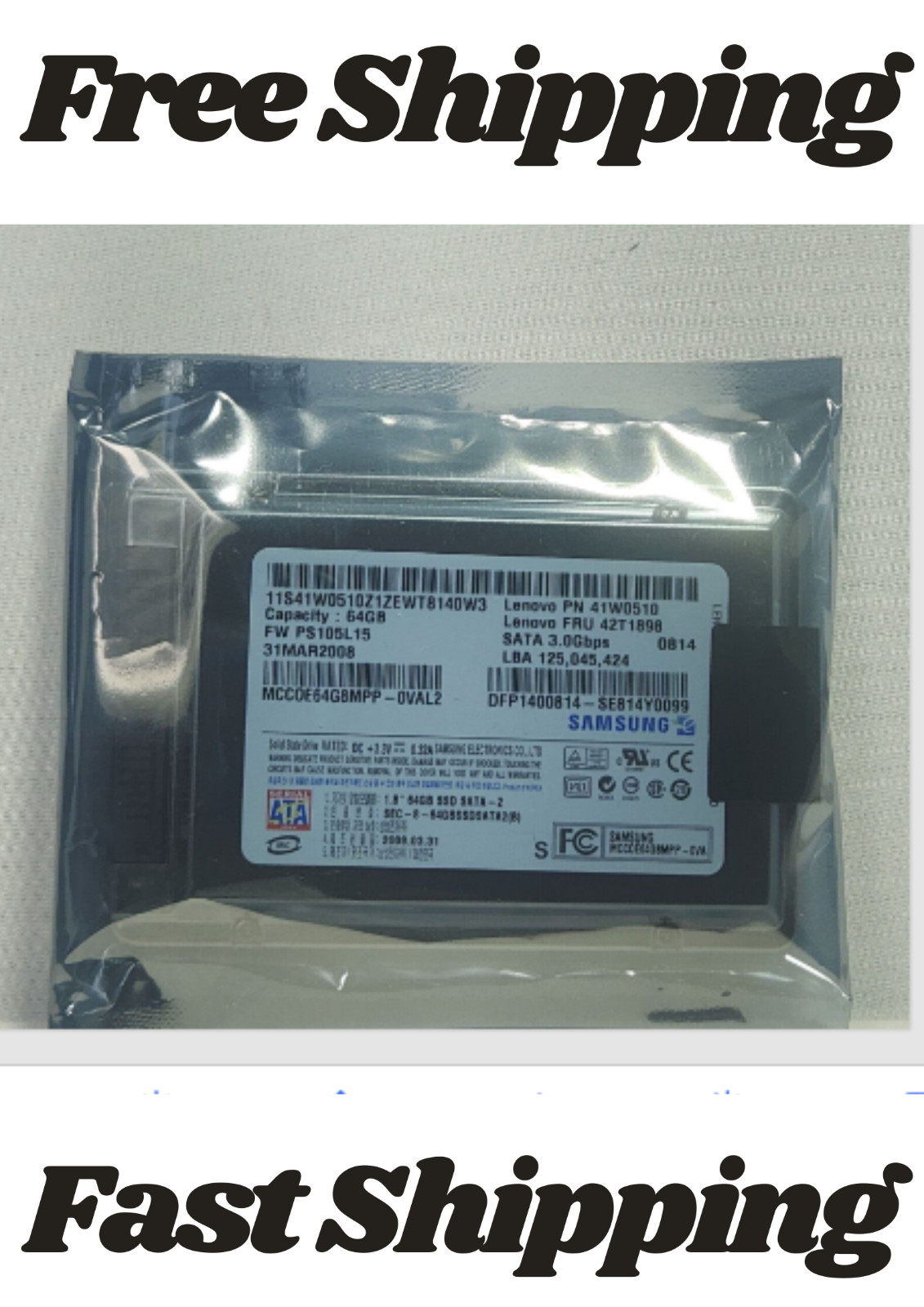 SAMSUNG LENOVO 64GB SSD 1.8" SATA-2 Solid State DRIVE MCCOE64G8MPP-OVAL1