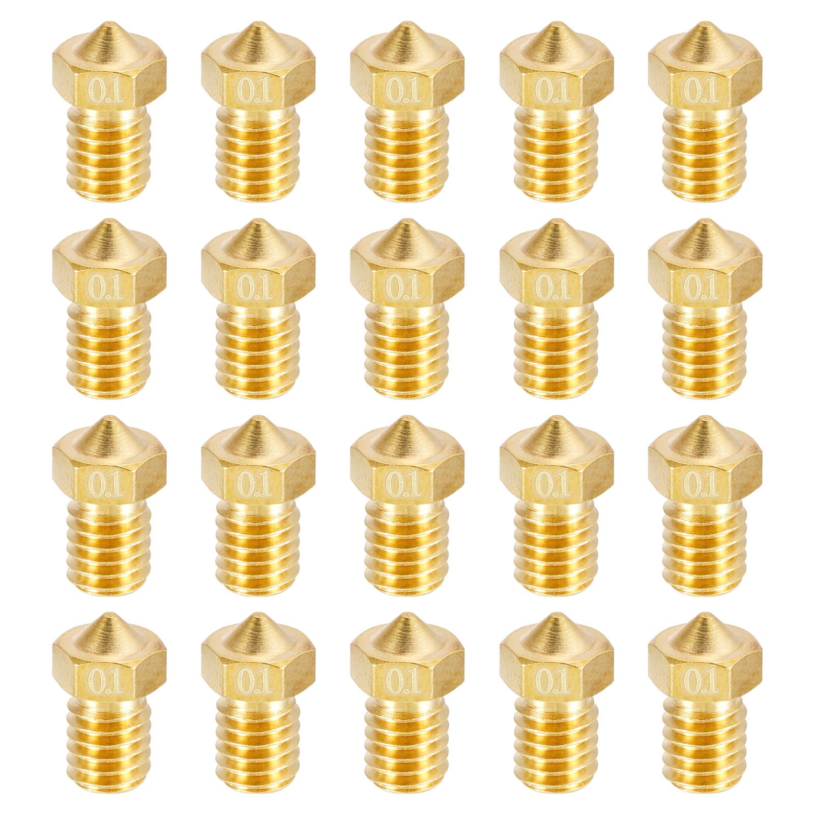 20Pcs 0.1mm 3D Printer Extruder Nozzles Head for 1.75mm Extruder Print, Brass