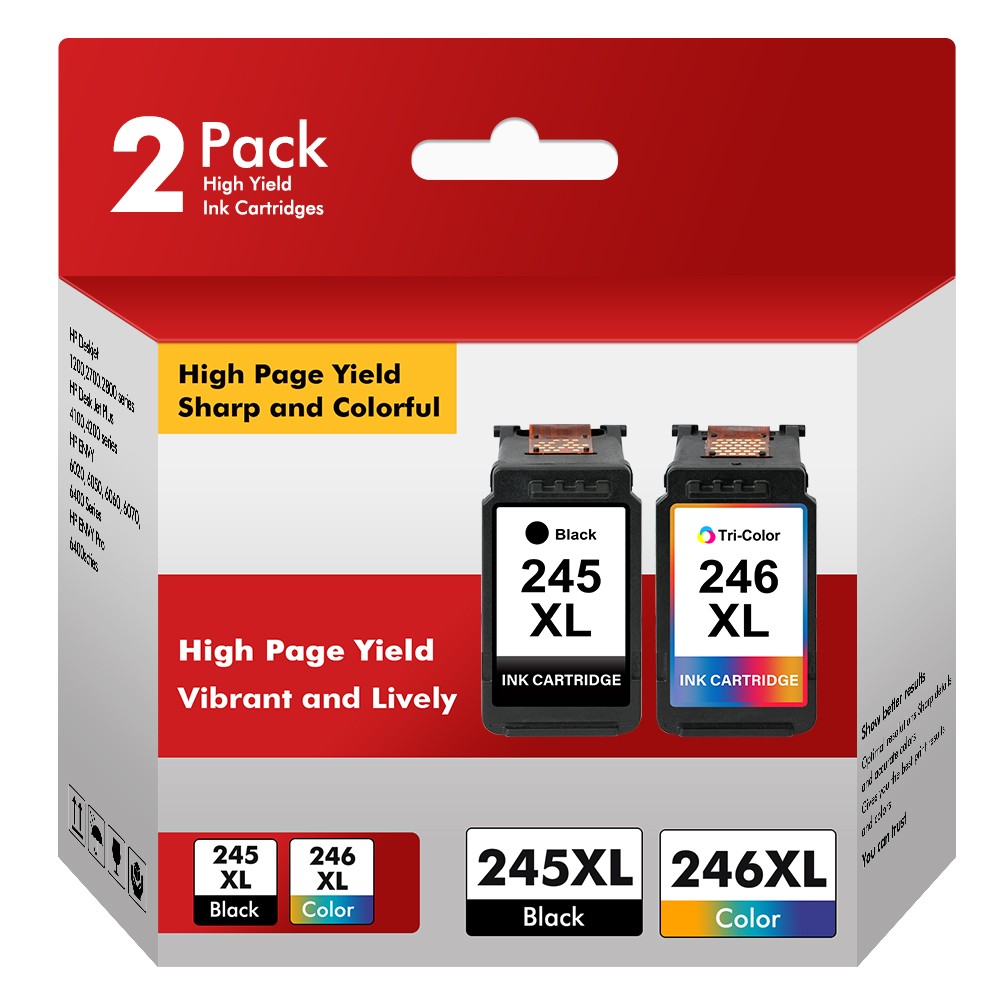 2Pack PG-245XL CL-246XL Ink Cartridge for Canon PIXMA MG2420 MG2520 MG2522