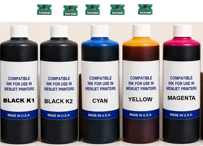 5 x COMPATIBLE BULK INK REFILL FOR Memjet VIP COLOR 660 / VP 750 C-Y-M-K-K +CHIP