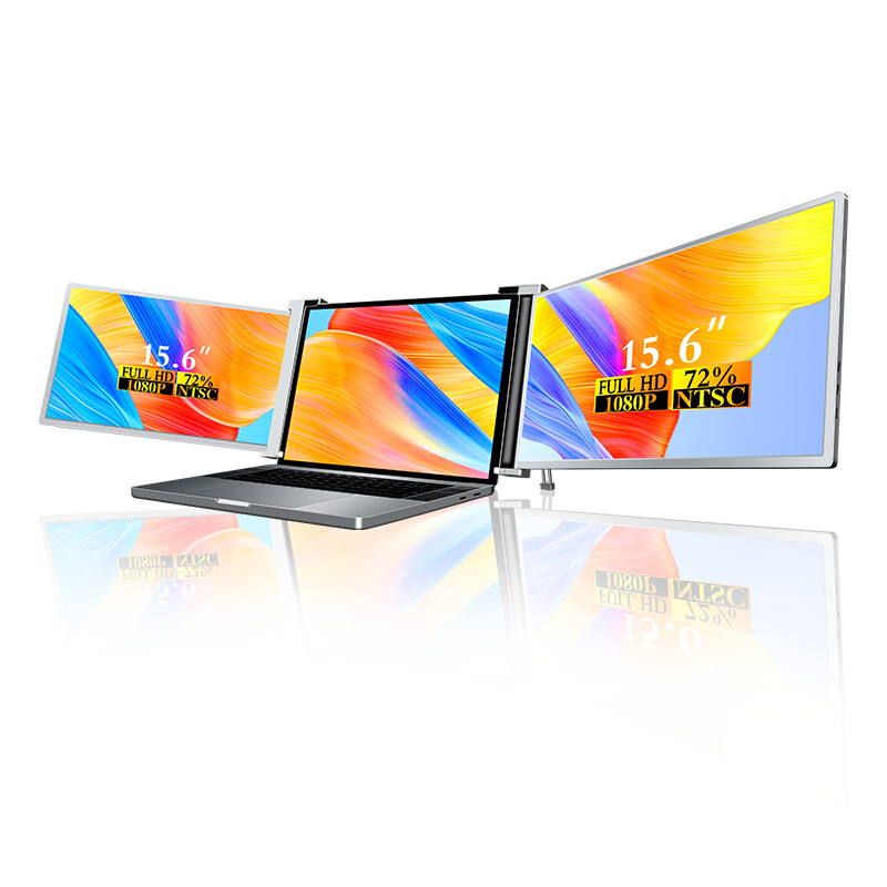 New 15.6'' FHD Triple Screen Extender Laptop Plug And Play Dual Monitor Display