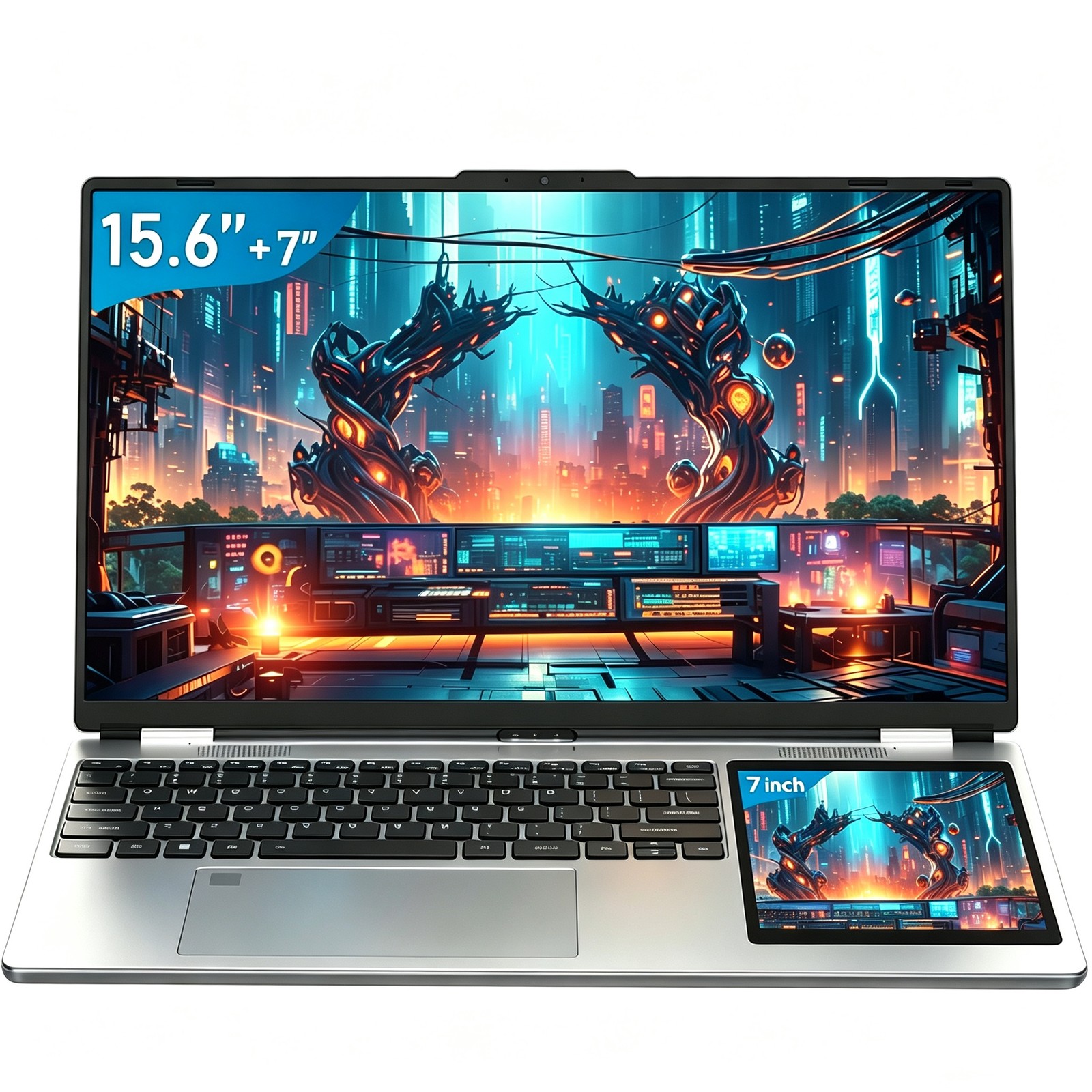 15.6 Inch Laptop 7" Touch Secondary Display Dual Screen 16GB RAM 2TB Windows 11
