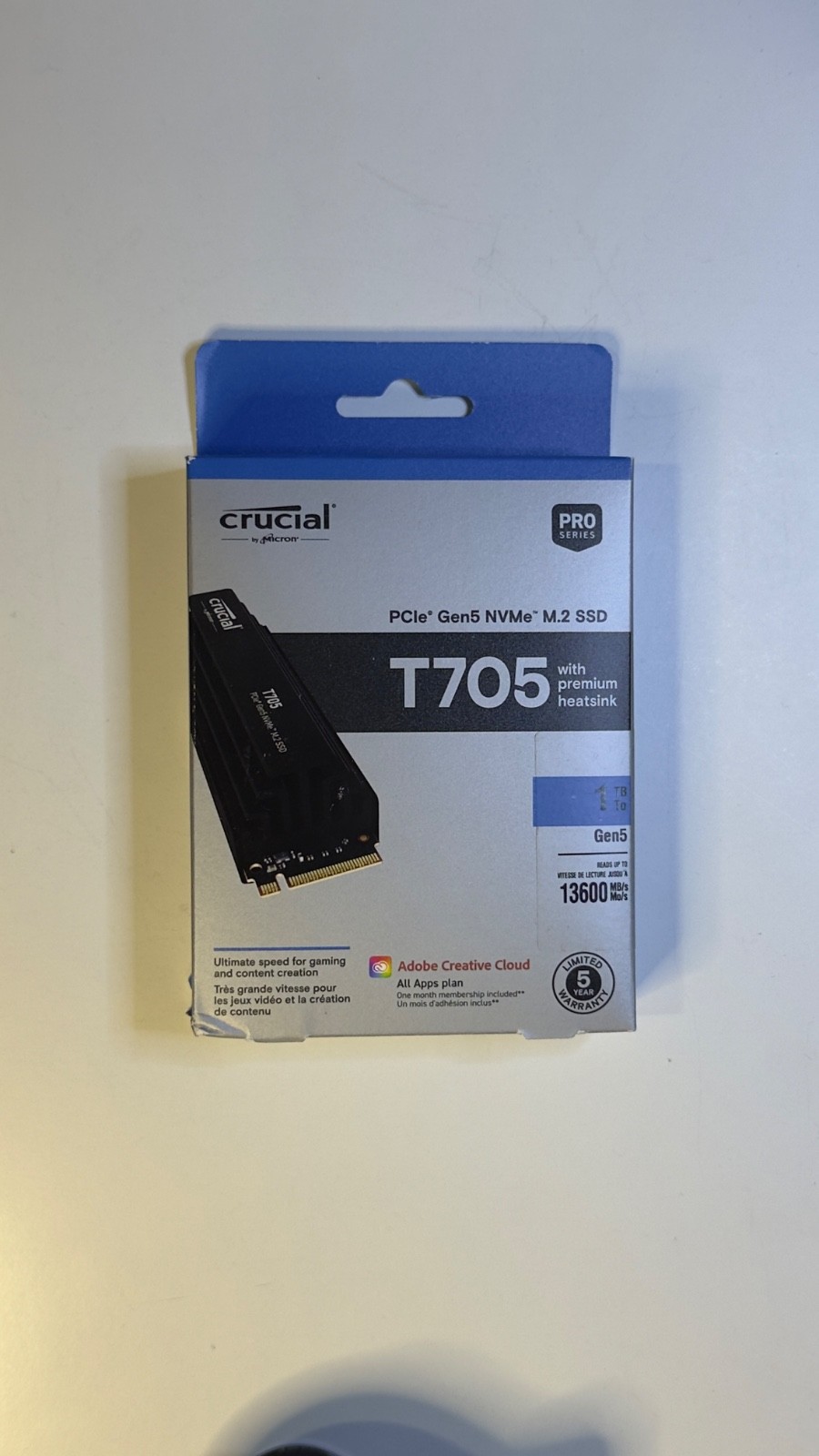 🔥🔥New in Box🔥🔥 Crucial T705 1TB PCIe 5.0 NVMe M.2 SSD w/ HS (CT1000T705SSD5)