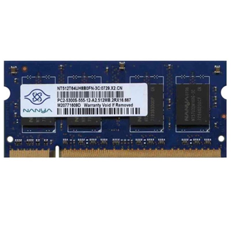 RAM Memory Module SODIMM DDR2 Nanya 512MB PC2-5300S-555-A2 NT512T64UH8B0FN-3C