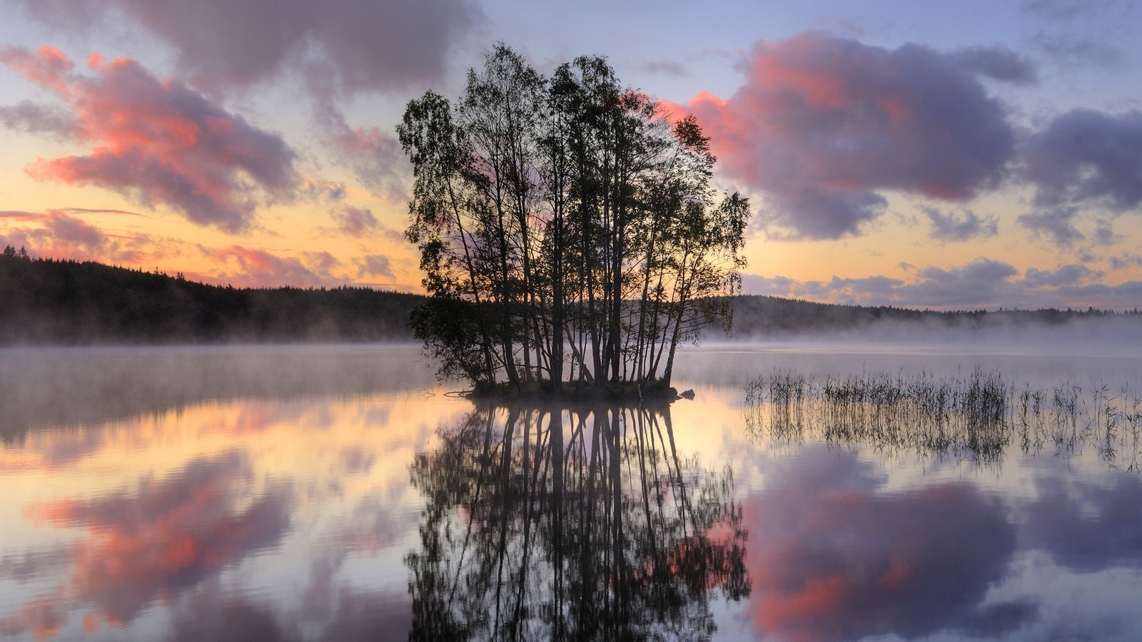 Landscape nature r sunset lake reflection trees Custom Gaming Mat Desk
