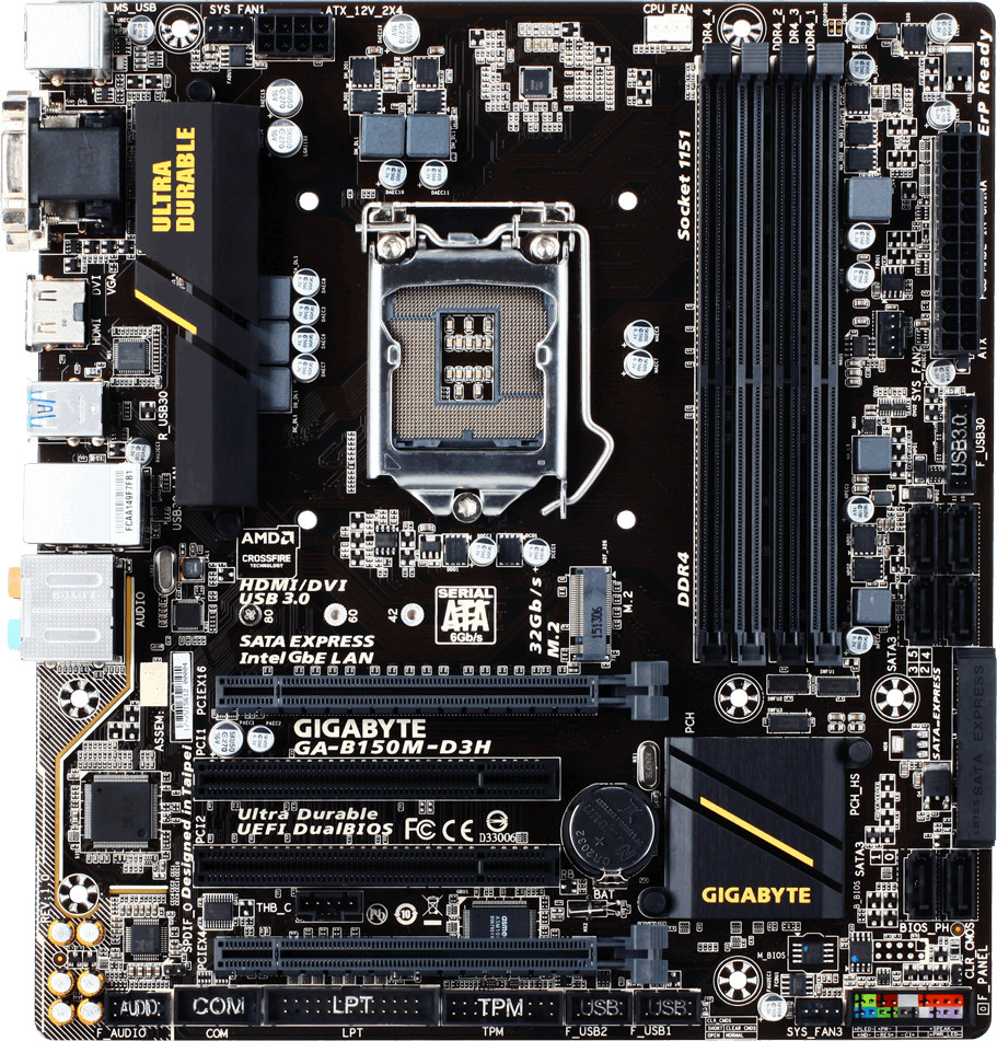 FOR Gigabyte GA-B150M-D3H Motherboard DDR4 LGA1151 100% Tested OK
