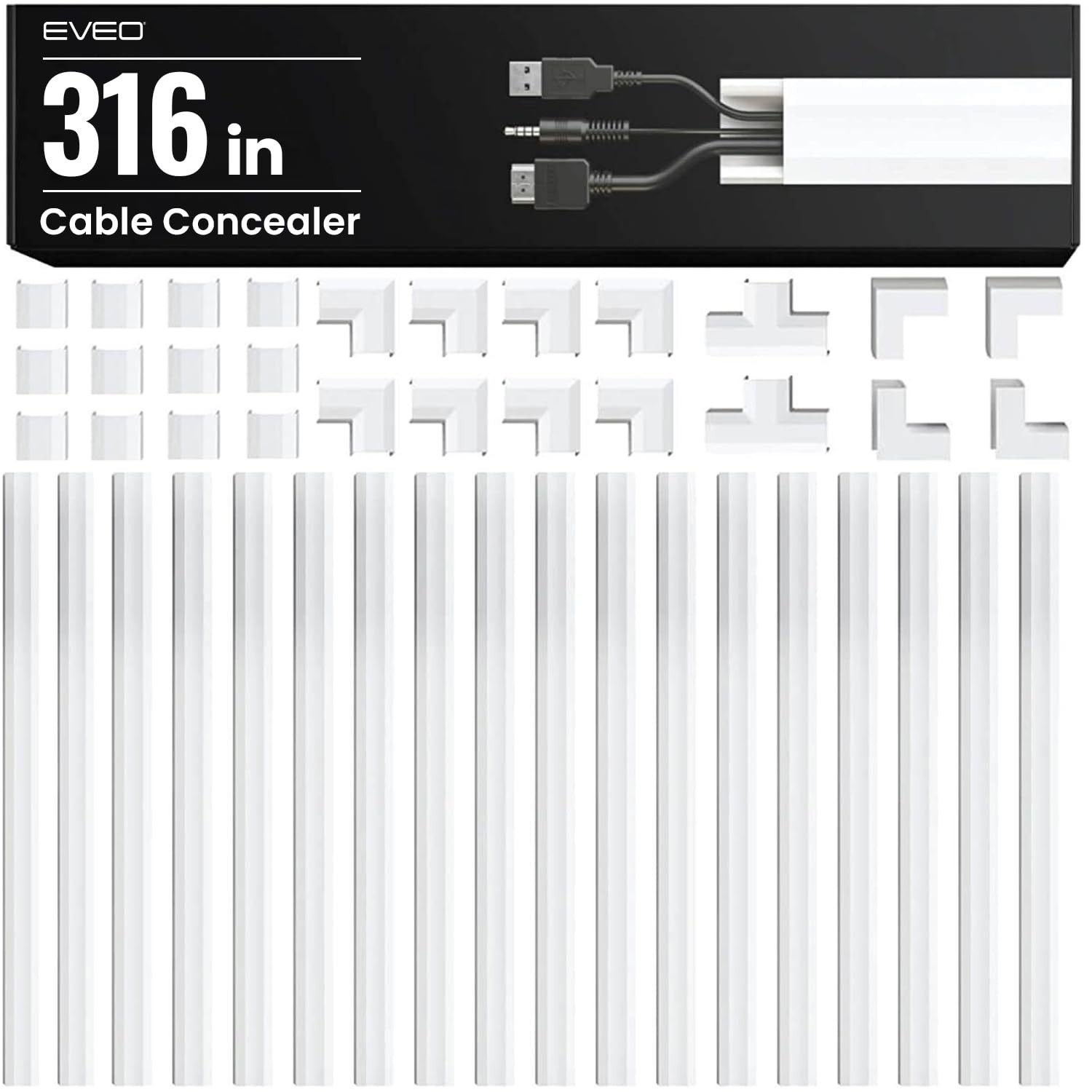 Cable Raceway Wall Cord Hider Kit 306in Wire Cover Concealer Cable Management