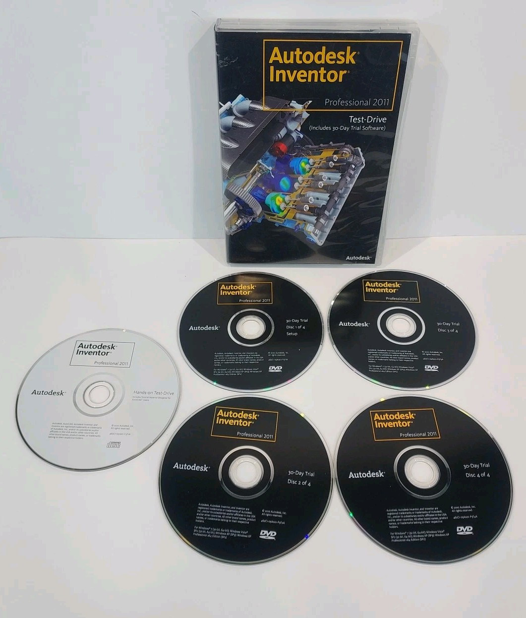 Autodesk Inventor Professional 2011 (Test-Drive) 30 Day Trail 5 Disc Set