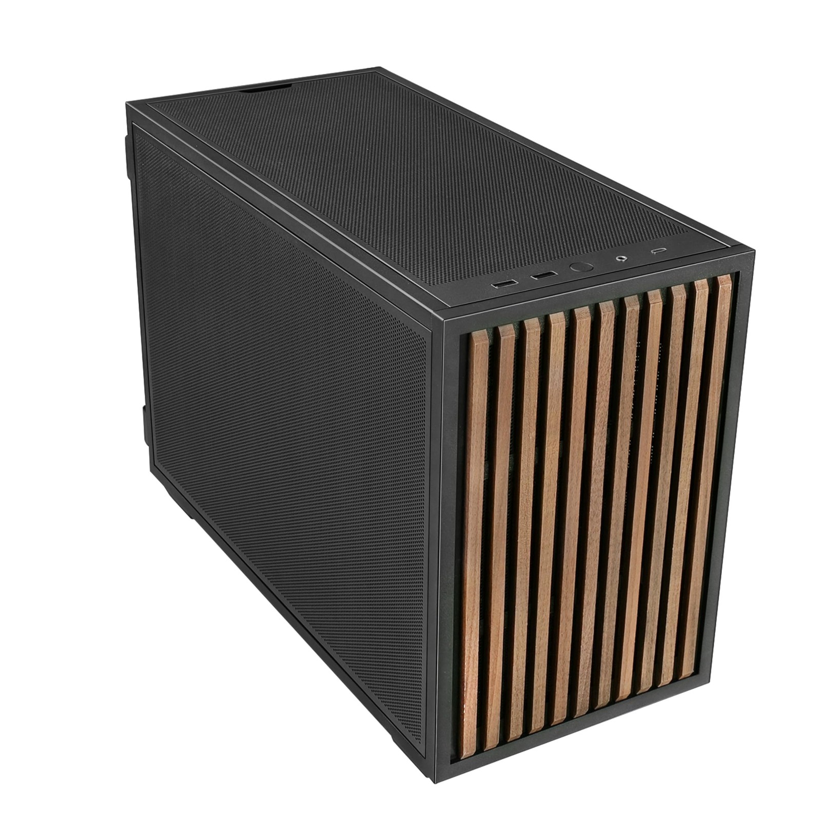 Lian Li B4-mATX 21.3L PC Case, 358mm GPU, 360 AIO, 2 Slim Fans, Black Wood