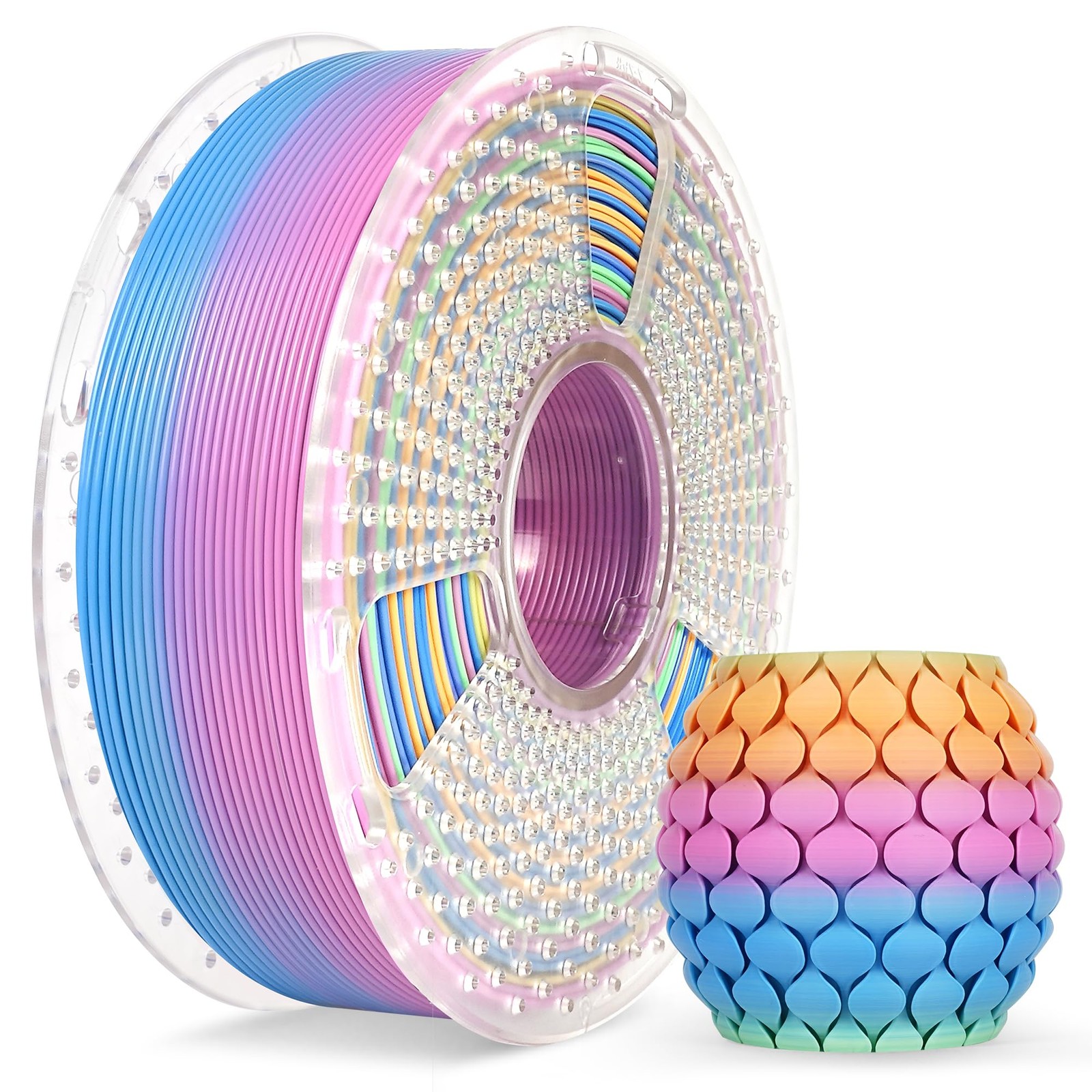SUNLU 3D Printer Filament,Rainbow PLA Filament 1.75mm,1KG (Rainbow PLA 04)