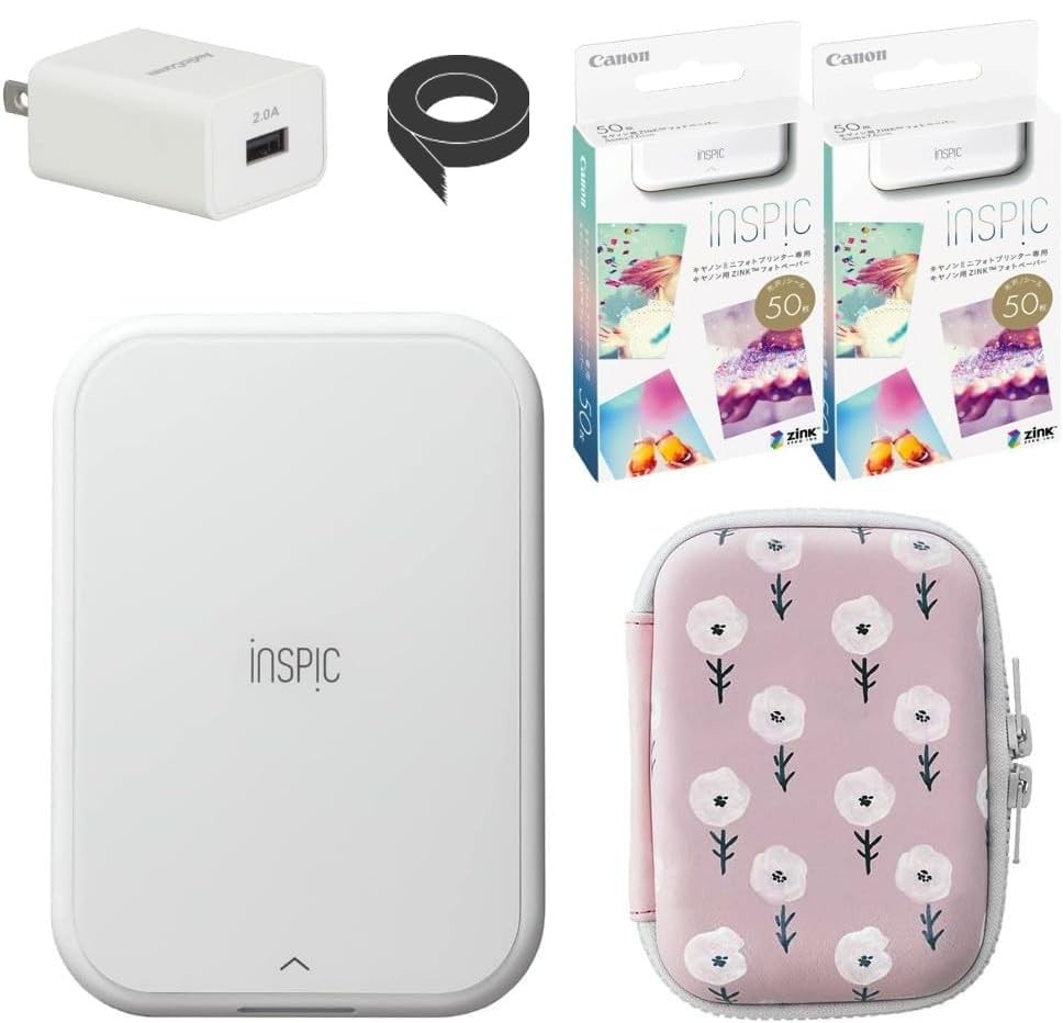 Canon iNSPiC PV-223 Smartphone Photo Printer Set: Printer Paper and USB Adapter