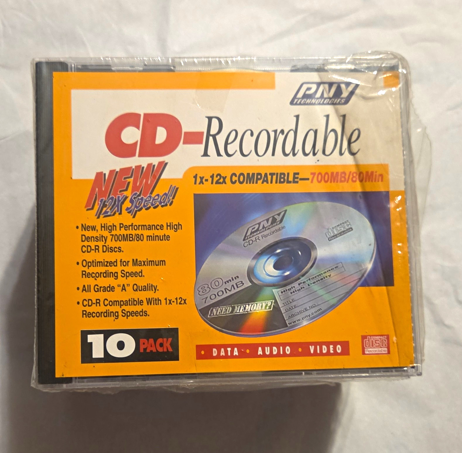 PNY CD-R Recordable Discs 10 Pack 700MB/80min Up to 12x Jewel Case