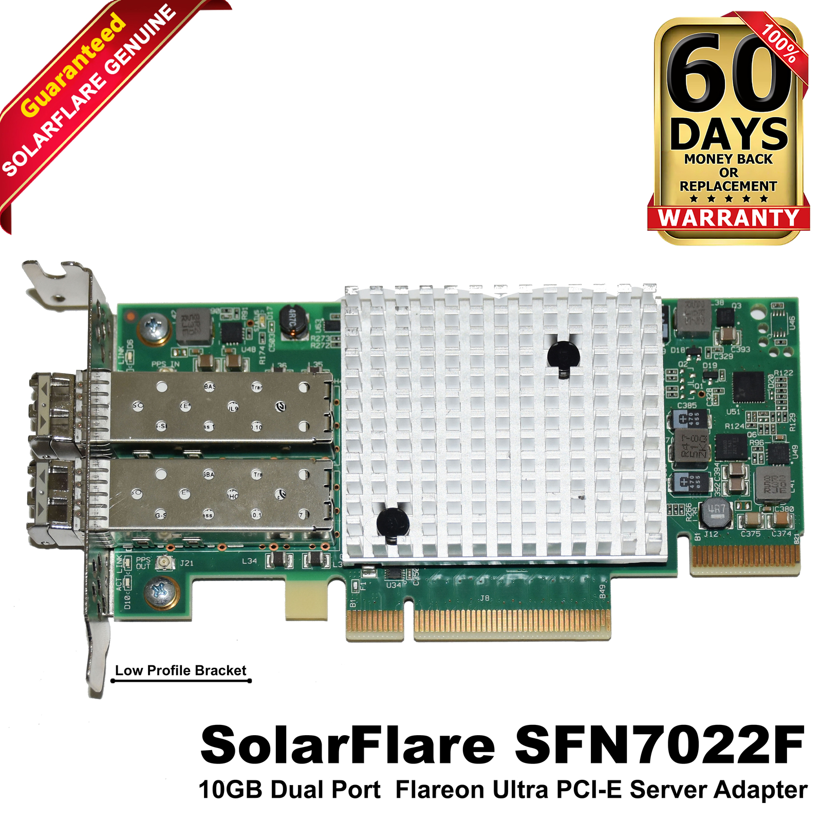 SolarFlare SFN7022F 10Gbps Dual-Port SFP+ PCIe 3.0x8 Network Adapter Low Profile