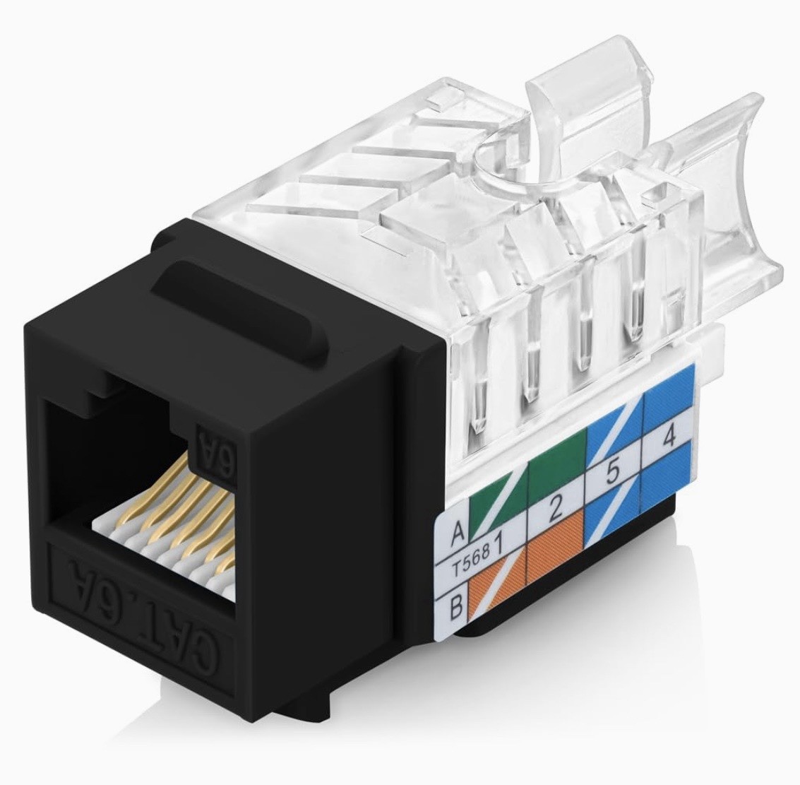 EMS Everest 45 Degree RJ45 Cat6A Slim Profile Keystone Jacks - 20 Pieces - Black