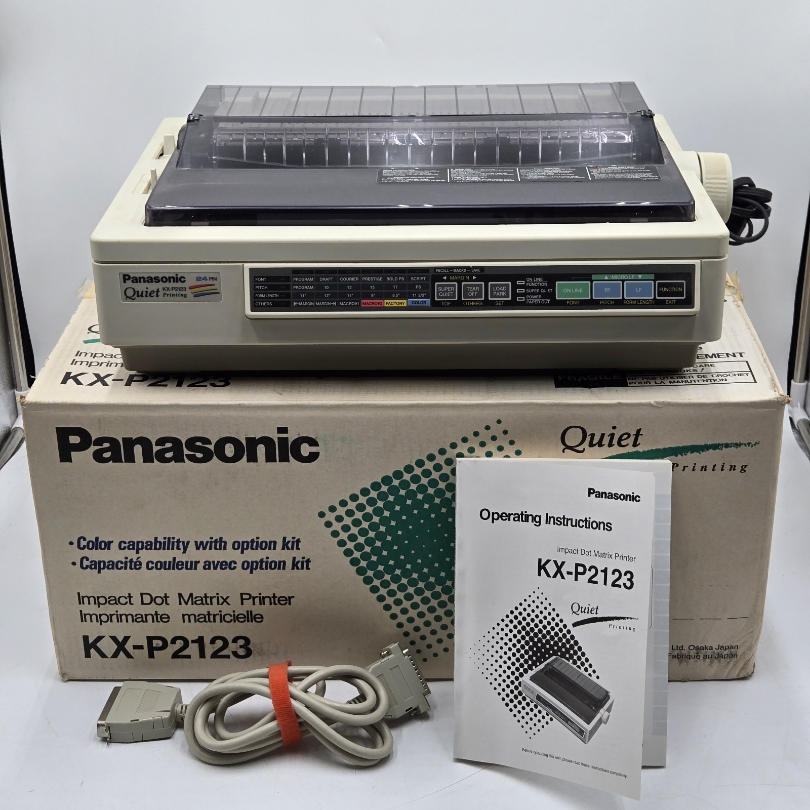 Panasonic KX-P2123 24-Pin Quiet Dot Matrix Printer w/ Box, Manual, Cable- Tested