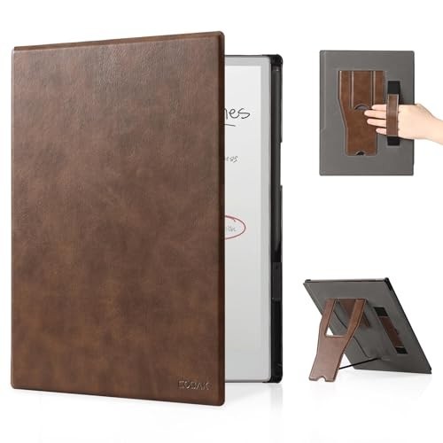 Stand Case for 11.8" Tablet, Brown, PU Leather, Hand Strap Included
