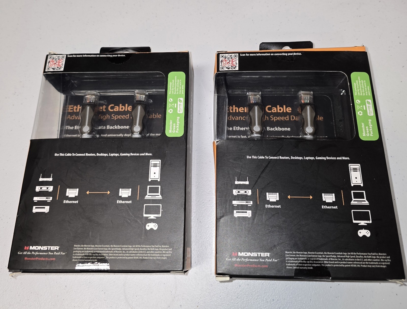Monster Cable 12ft High Speed Cat6 Ethernet Cable (2 Boxes Sold Together)