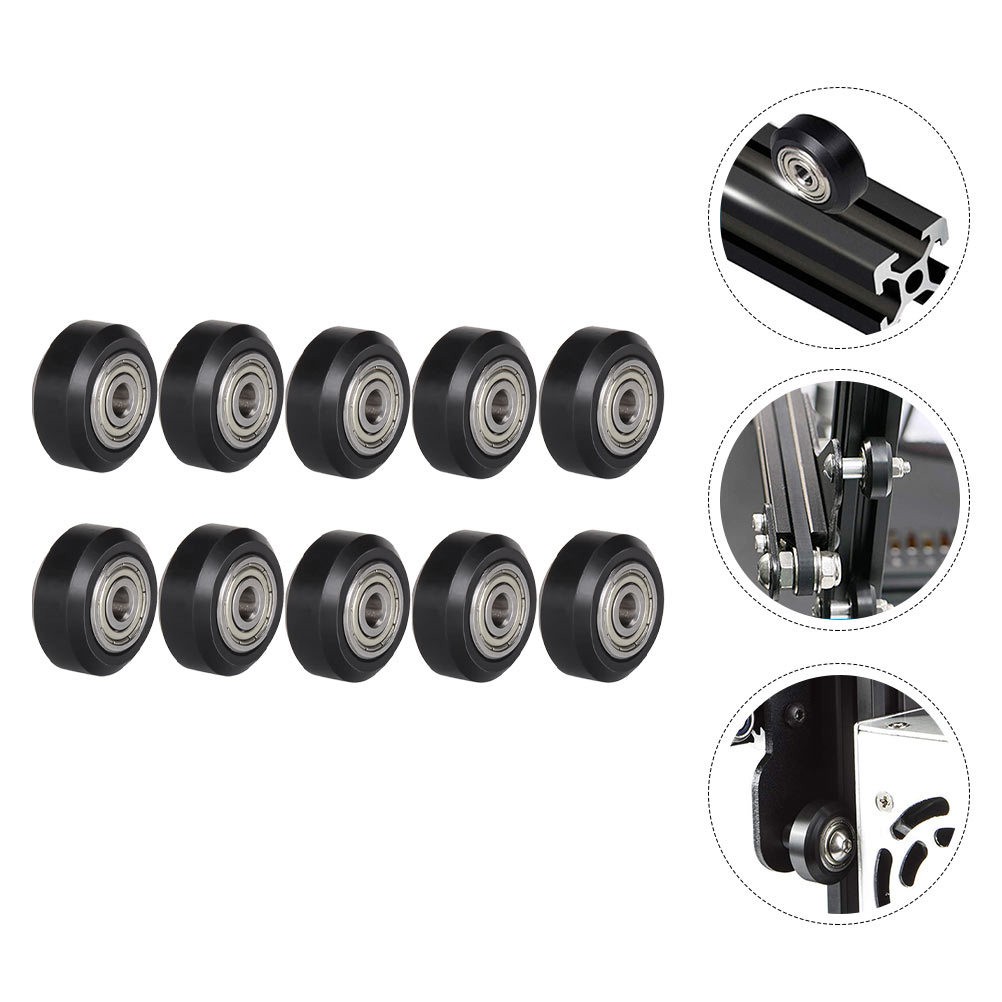 10Pcs Reusable Black Plastic V Shape Groove Roller Bearing Pulley for Printer