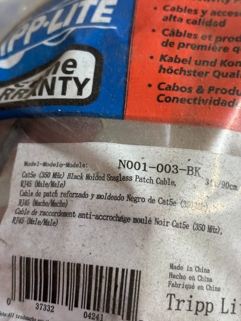N001-003-BK TRIPP LITE CAT5E PATCH CORD