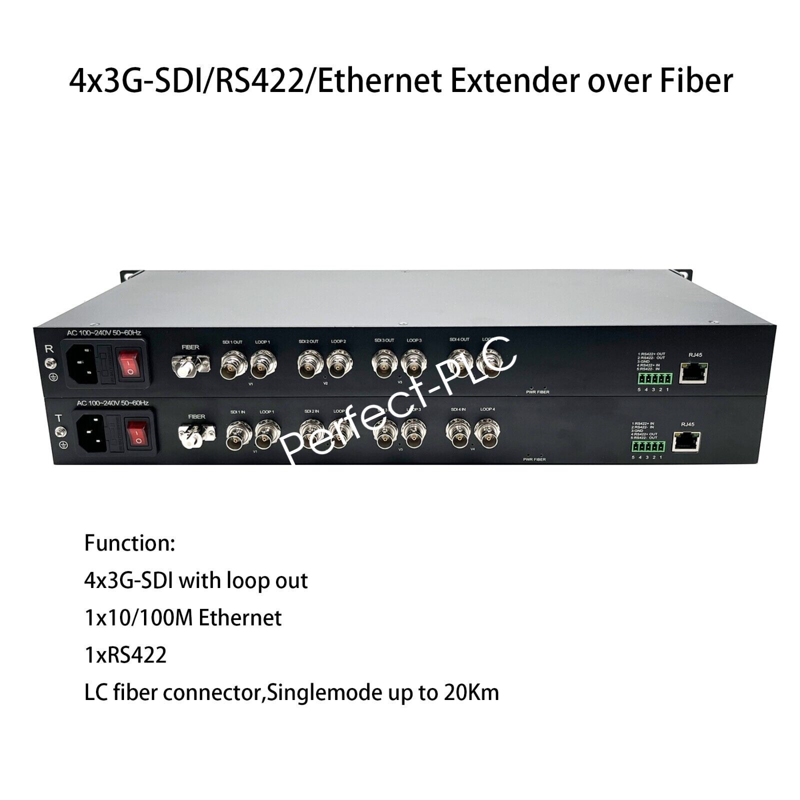 3G SDI Video Ethernet RS422 over Fiber Optic Converters Extender Adapter 1 Set