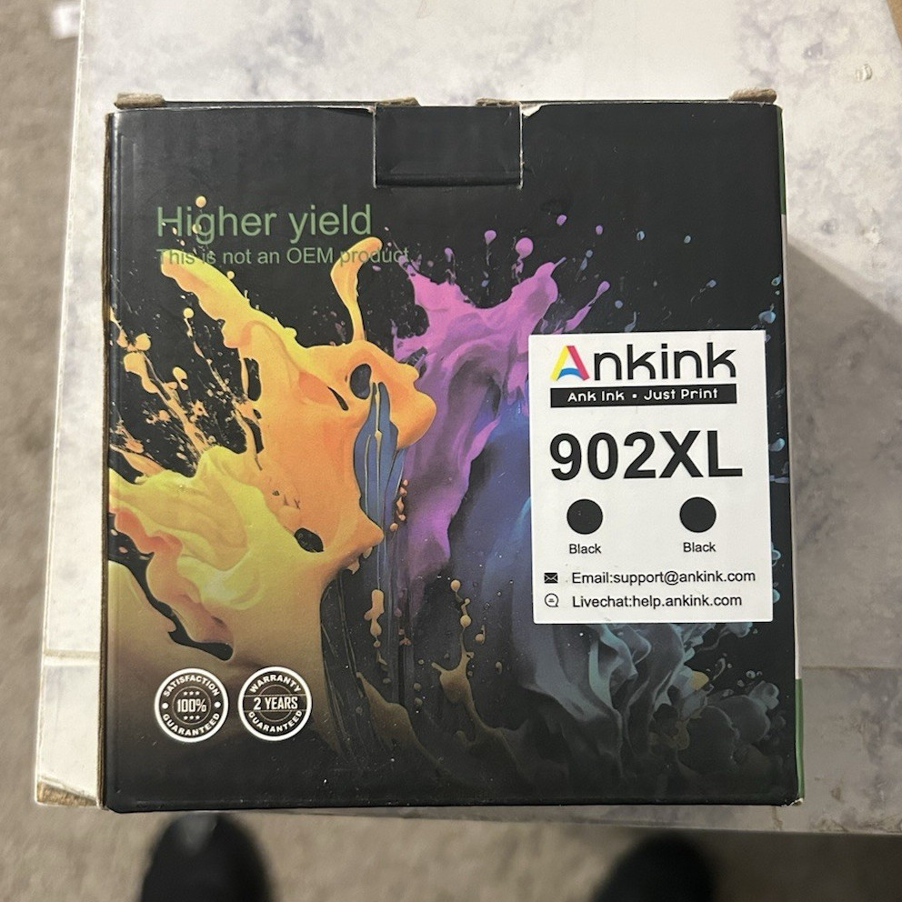 Ankink 902XL Compatible Black Ink Cartridge 2-Pack for HP Inkjet Printers