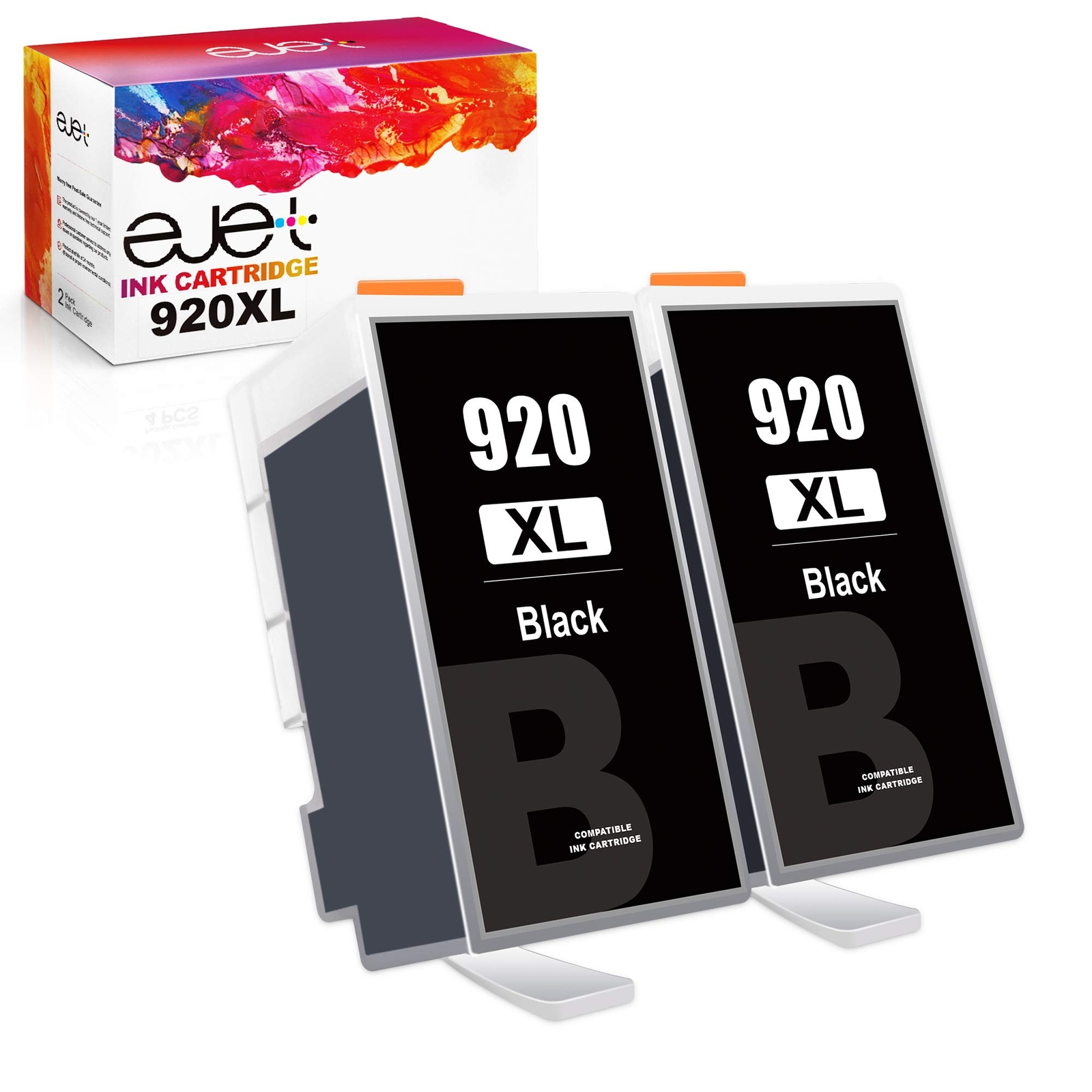 920XL Black Ink Cartridges High Yield Compatible with HP Printers 2 Pack
