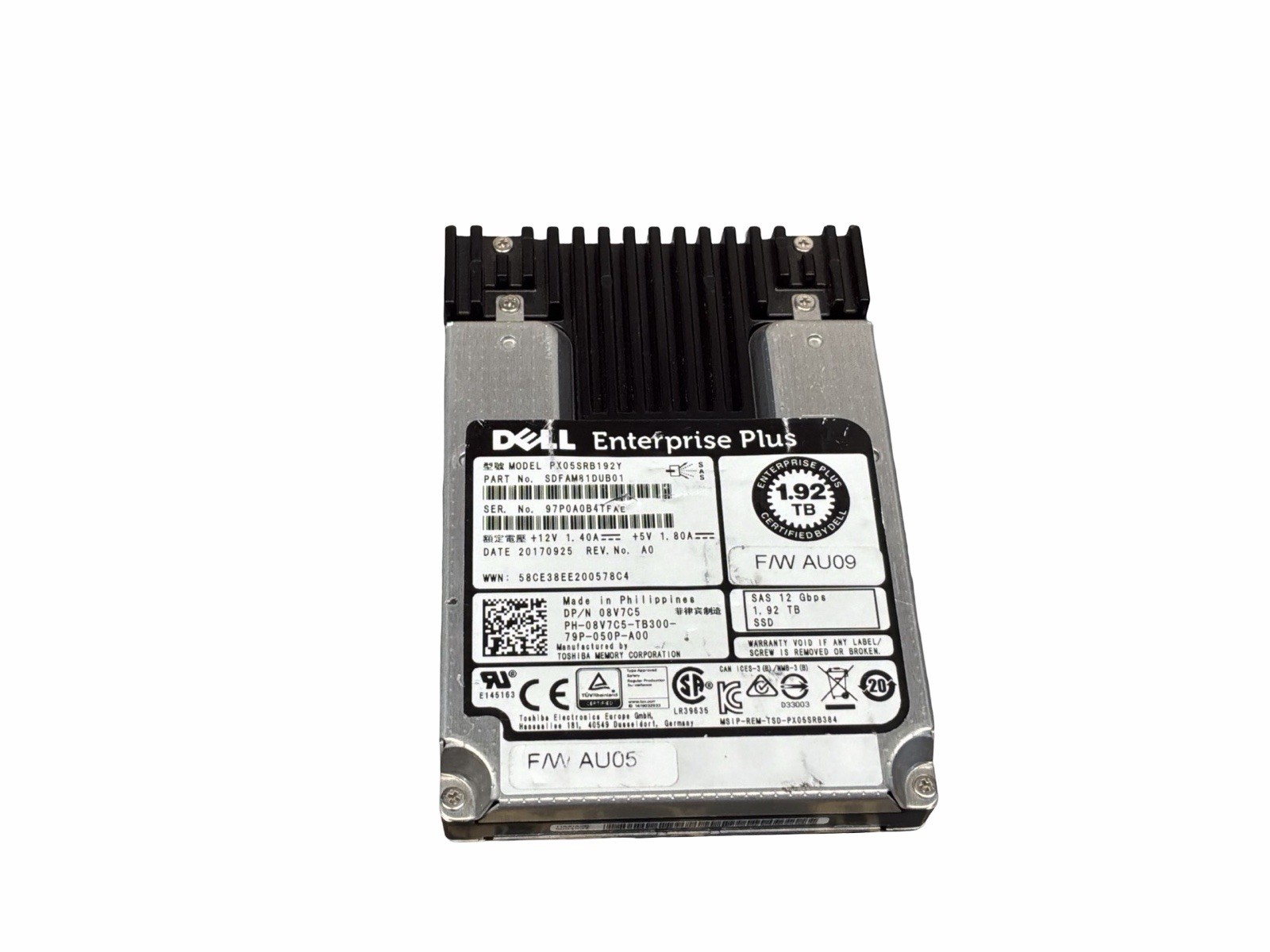 Dell Enterprise Plus 1.92TB 2.5in SAS 12Gbps SSD PX05SRB192Y Good Health