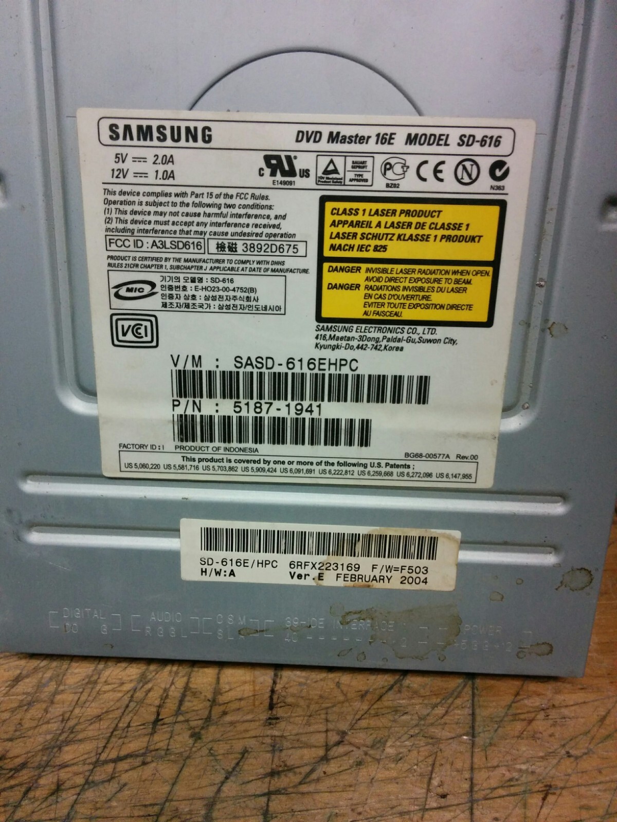 Samsung CD DVD Master 16E Model SD-616 IDE
