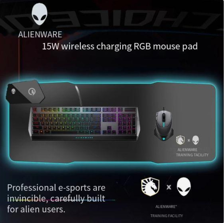 ALIENWARE RGB Game Mouse Pad 15W Qi Wireless Phone Charging Desk 800mm*300mm*4mm