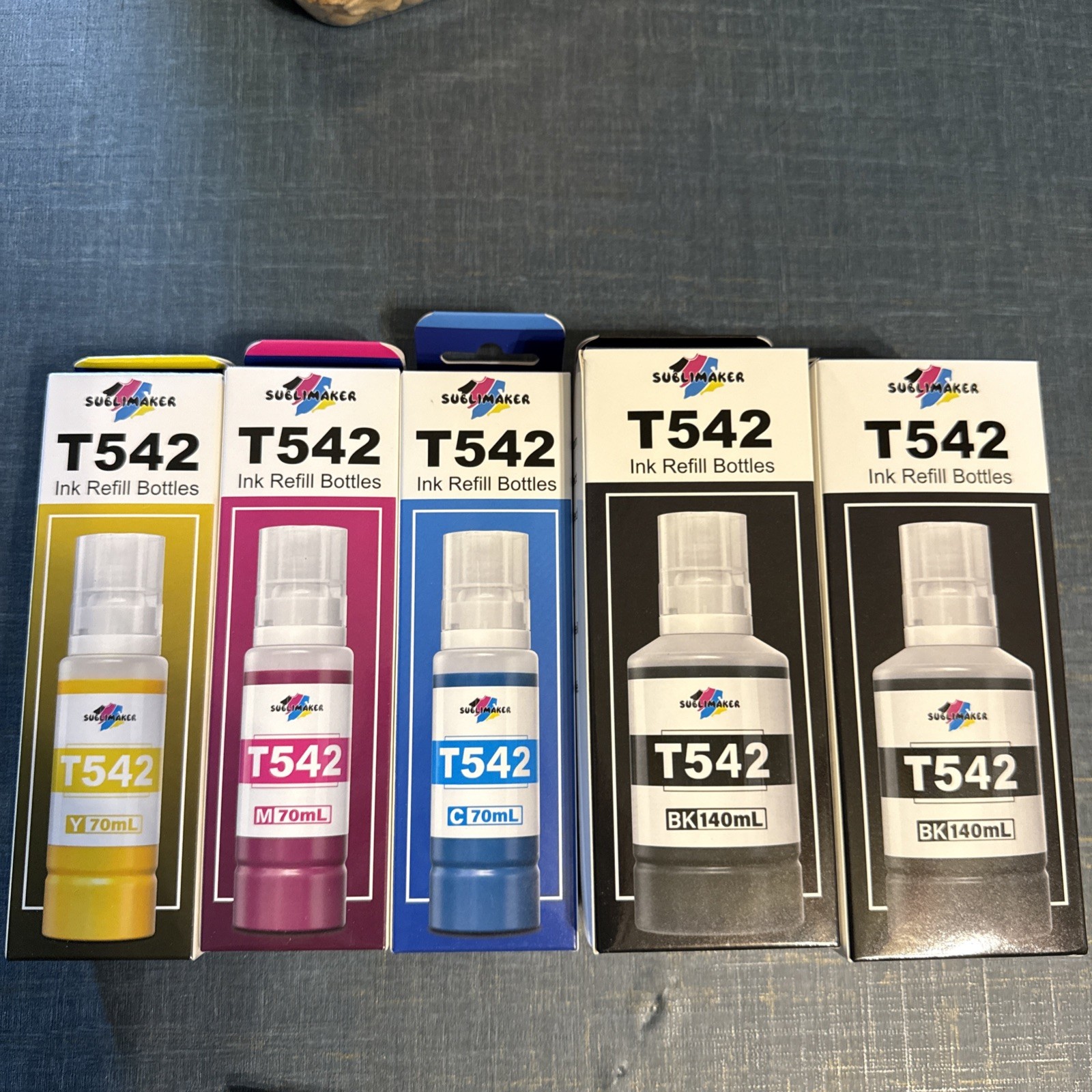 SUBILIMAKER T542 Sublimation Ink Set 5 Bottles 2x140ml for Epson Ecotank NEW