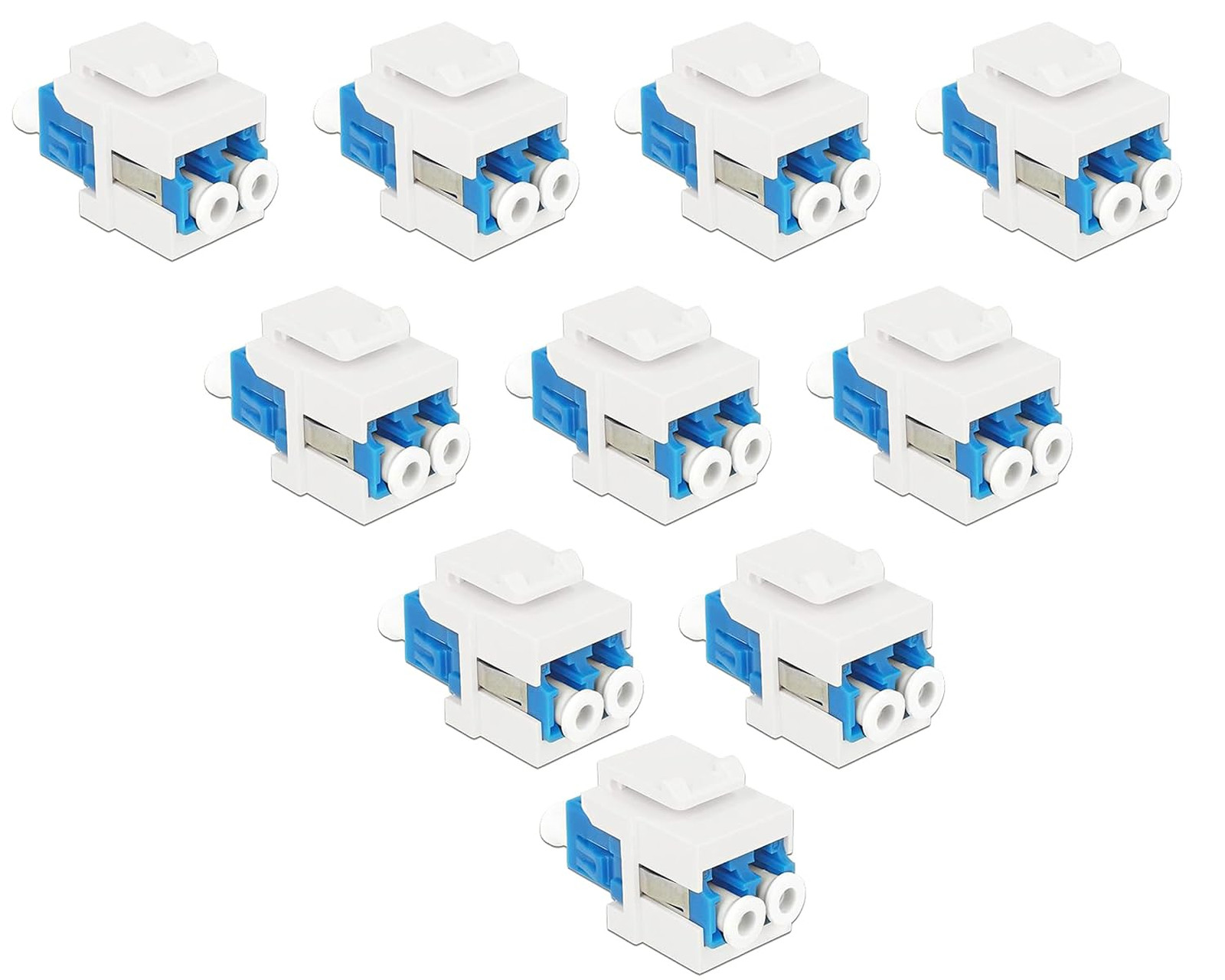 Fiber Optic Keystone Jack LC Duplex Singlemode 10 Pack for Wall Plate, Patch