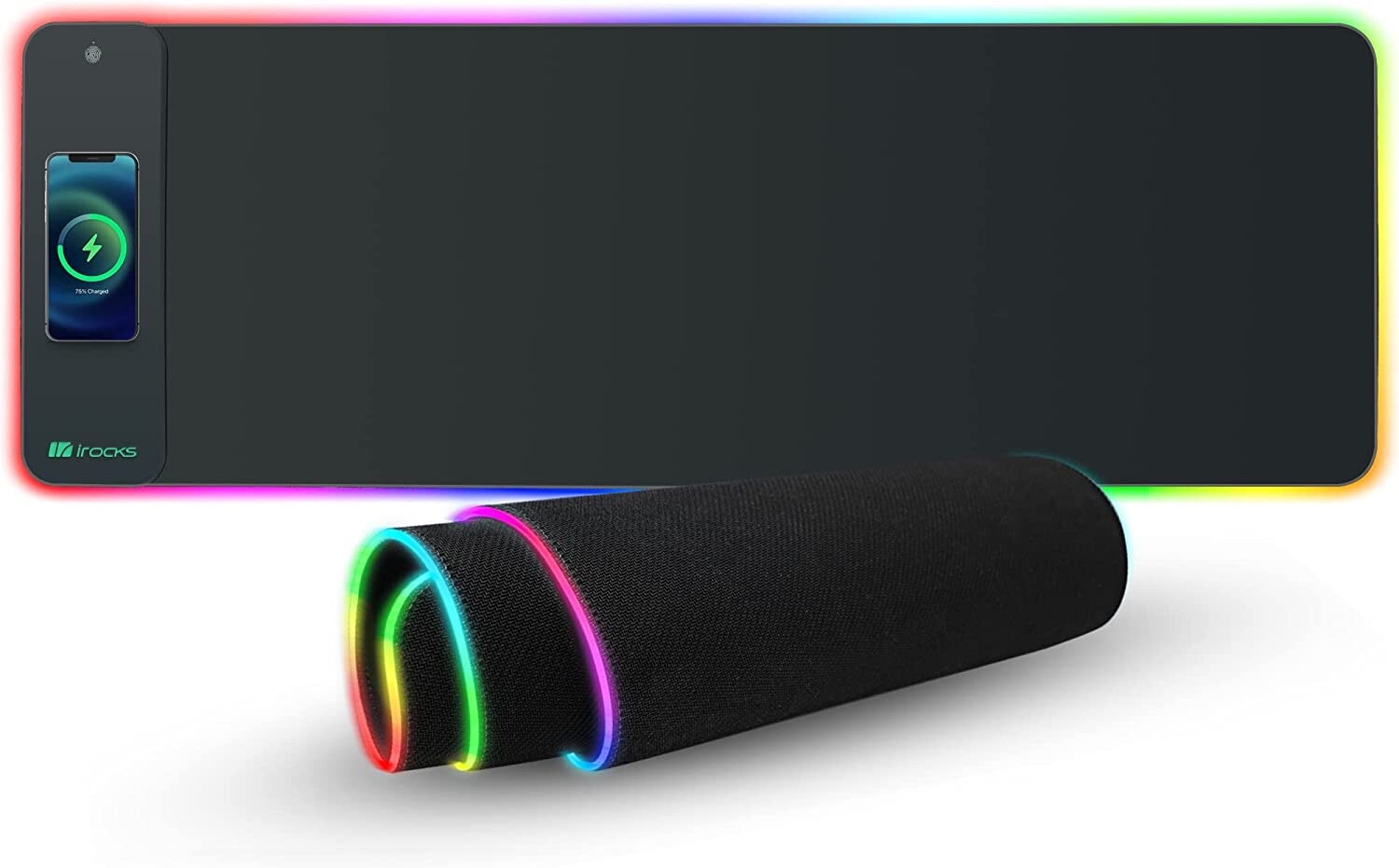 i-rocks Premium 35.4" Long RGB Gaming Mouse Pad with 10W Wireless FAST Charger