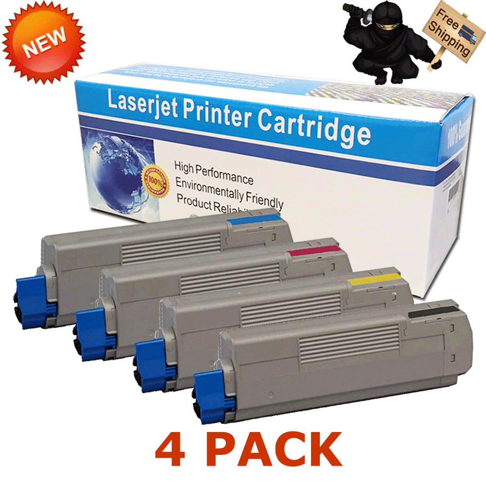 4 PACK Cyan Magenta Yellow Black Color Toner Set For Okidata Oki C612dn C612n