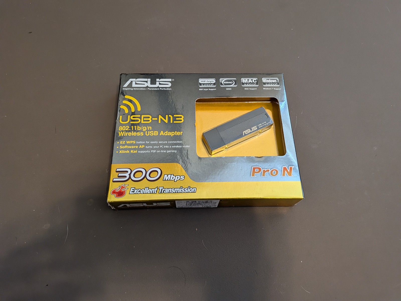ASUS USB-N13 Wireless USB Adapter, Wi-Fi, USB 2.0, 802.11/n, 300 Mbps