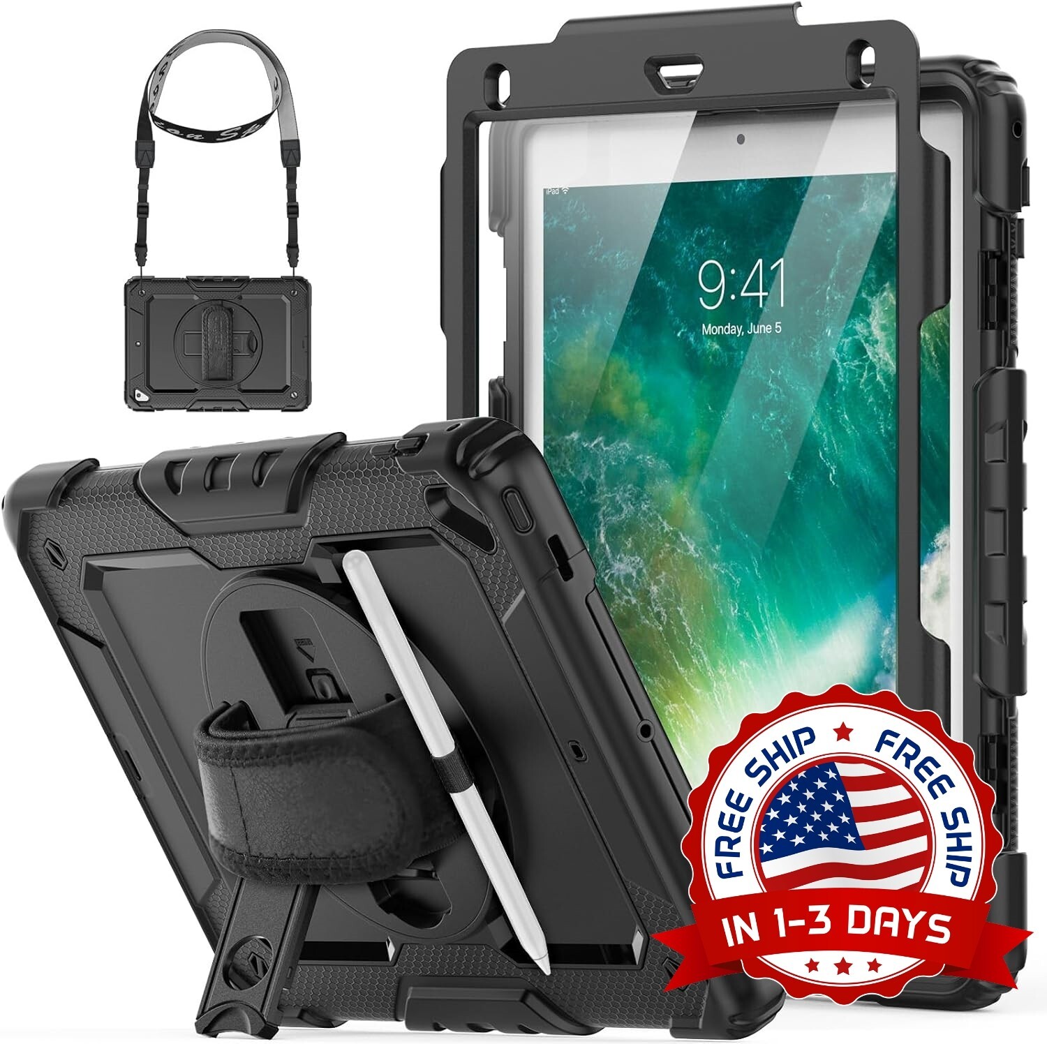 Funda Para Ninos Para Ipad 9.7 2018/2017/2016/2014, Ntegrada Protector De NUEVO.