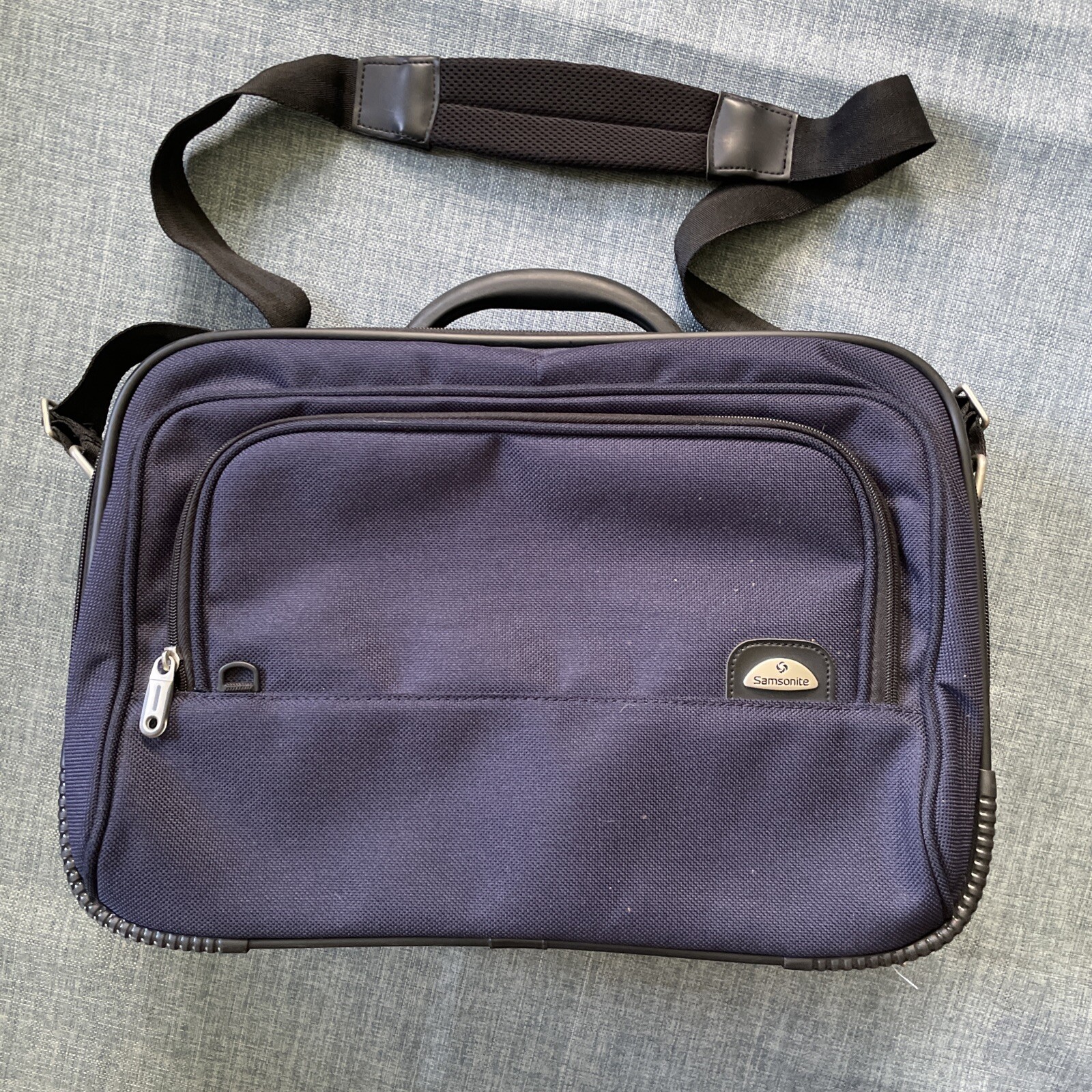 Samsonite Worldproof Laptop Briefcase Bag Carry-on Blue Tote Slide Over Luggage