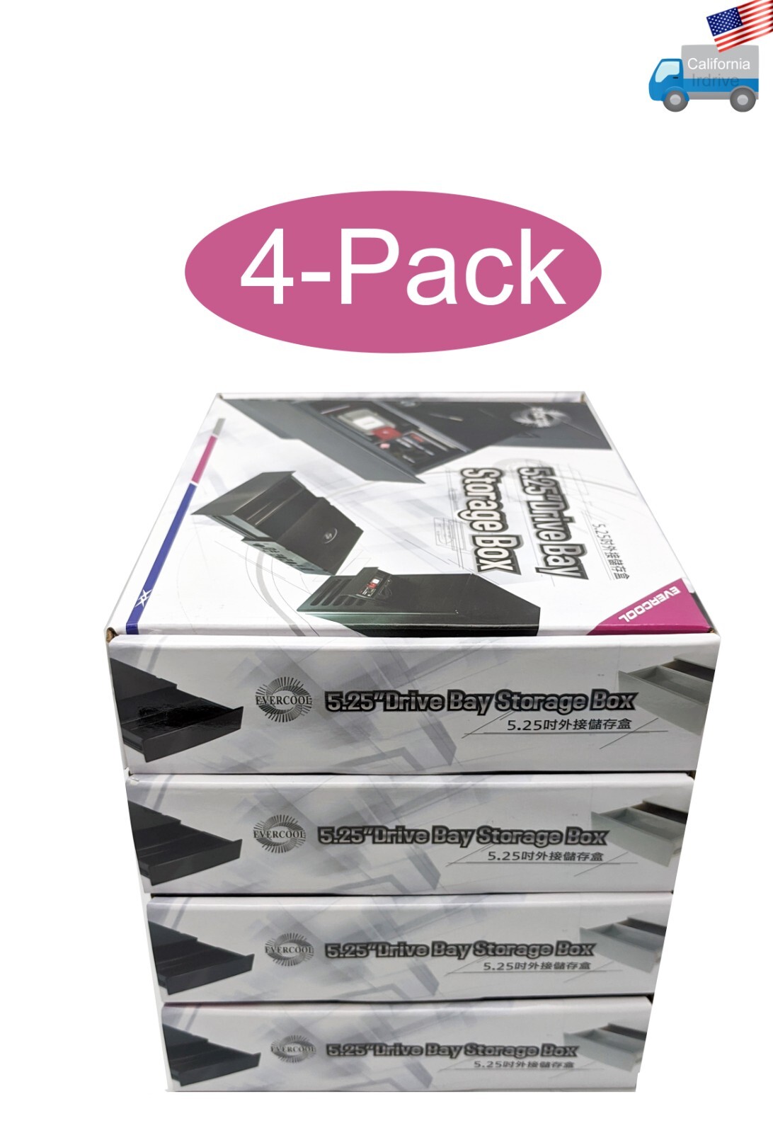4pack:New Evercool Desktop Case Front 5.25" Drive Bay Beige Panel Storage Drawer