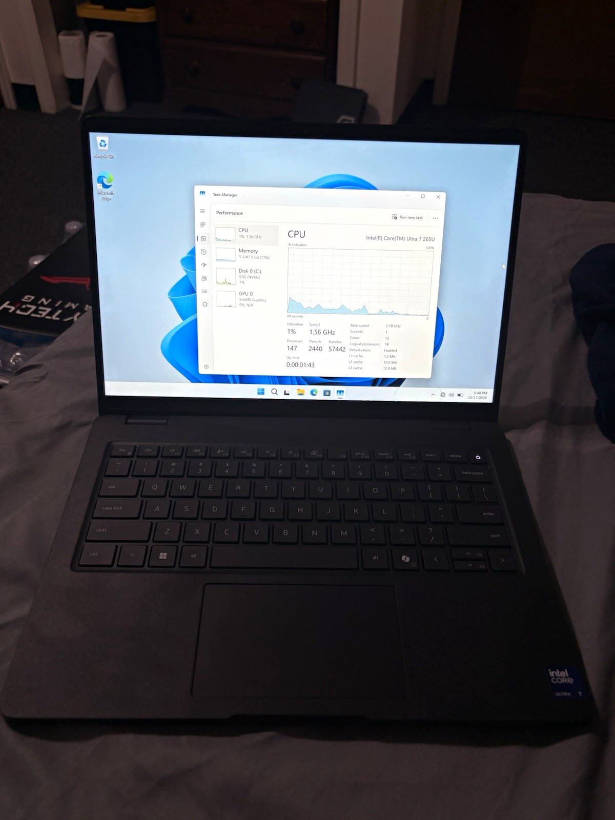 Dell Pro 14" Intel Core Ultra 7 265 NO RAM SSD Windows 11 PRO Black