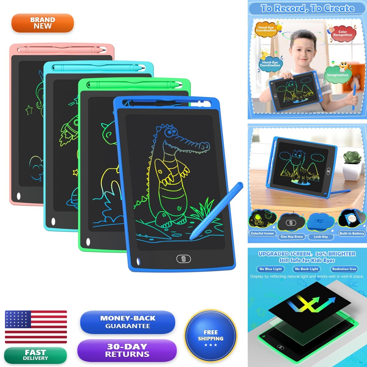 4 Pack 8.5 Inch LCD Writing Tablet Doodle Board for Kids Boys Girls Age 3-8