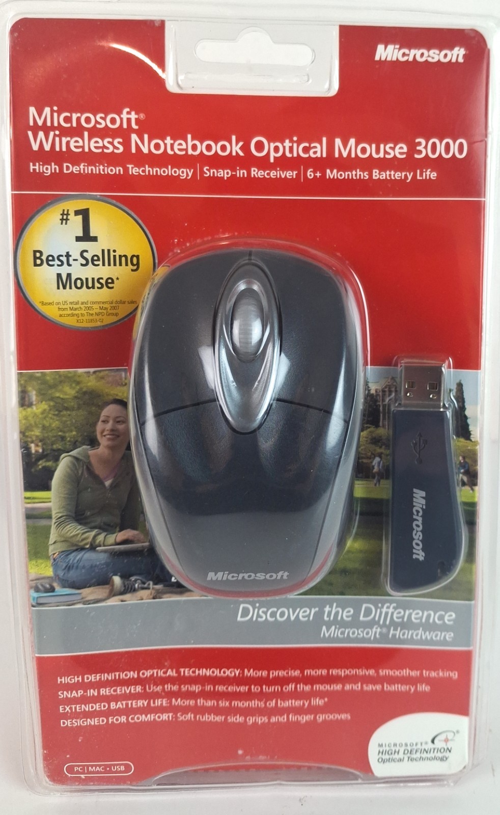 Microsoft Wireless Notebook High Definition Optical Mouse 3000 PC Mac